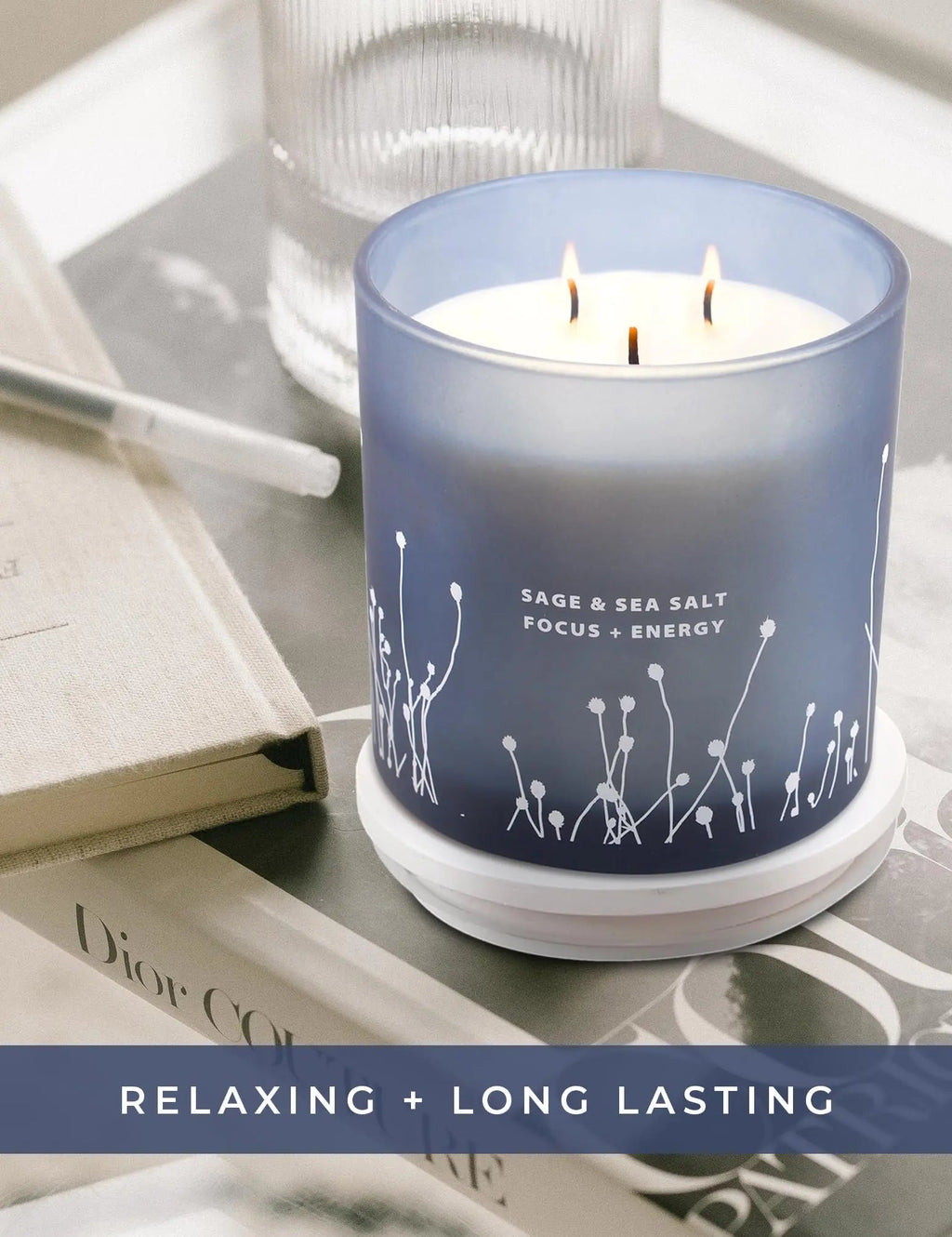 White Sage Sea Salt 3 Wick Candle 14.5 oz | Sage Candles for Cleansing House | Large Soy Candles GIFTAWAY Au supplements