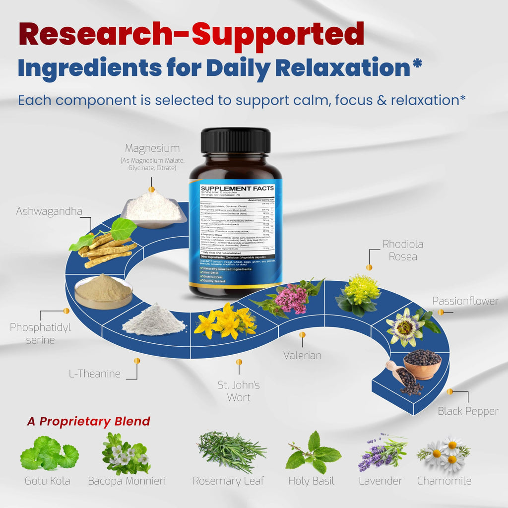 VEGATOT Organic Cortisol Wellness Complex 15-in-1 Formula with Magnesium Ashwagandha St. John's Wort Valerian Rhodiola Rosea Passionflower Chamomile VEGATOT Au supplements
