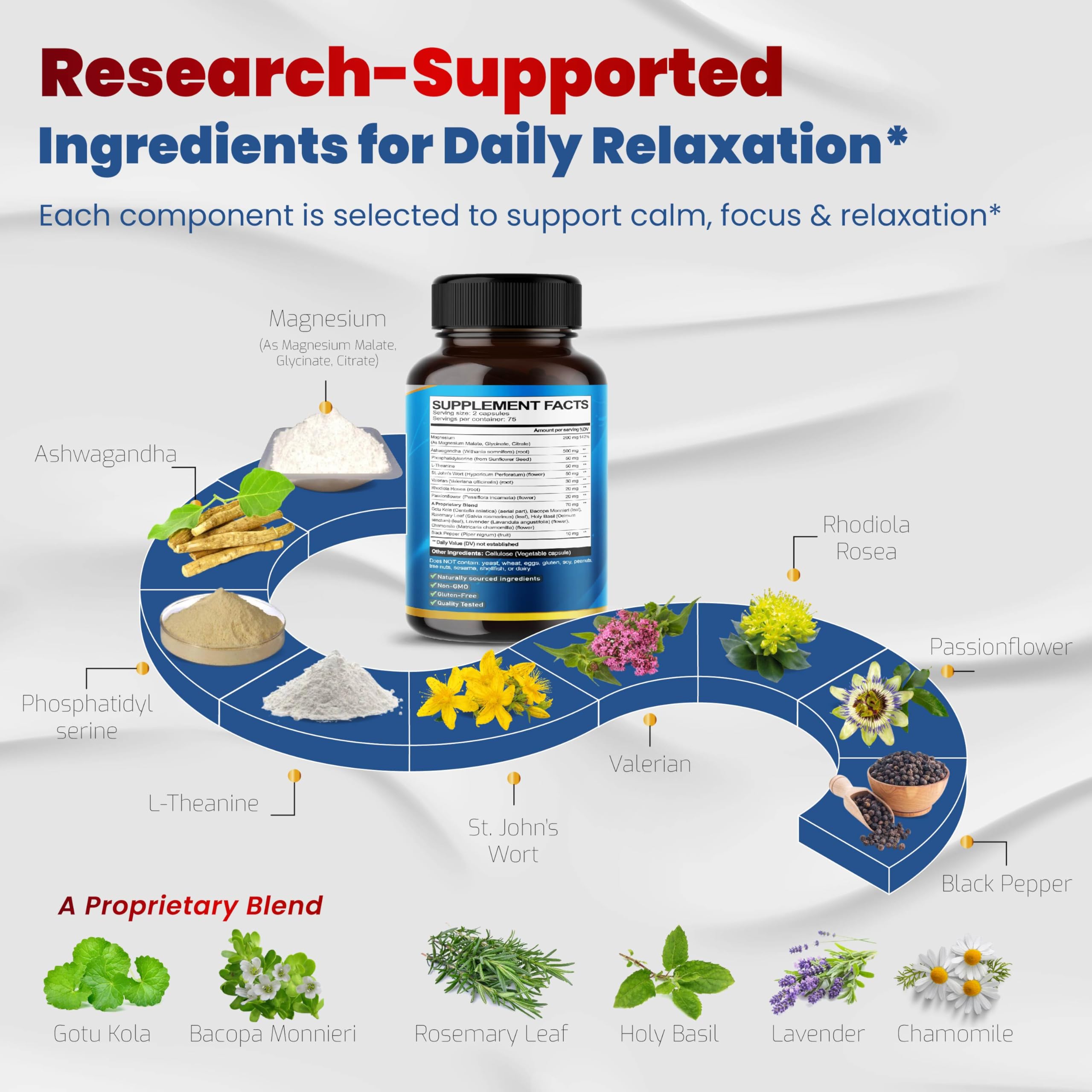 VEGATOT Organic Cortisol Wellness Complex 15-in-1 Formula with Magnesium Ashwagandha St. John's Wort Valerian Rhodiola Rosea Passionflower Chamomile VEGATOT Au supplements