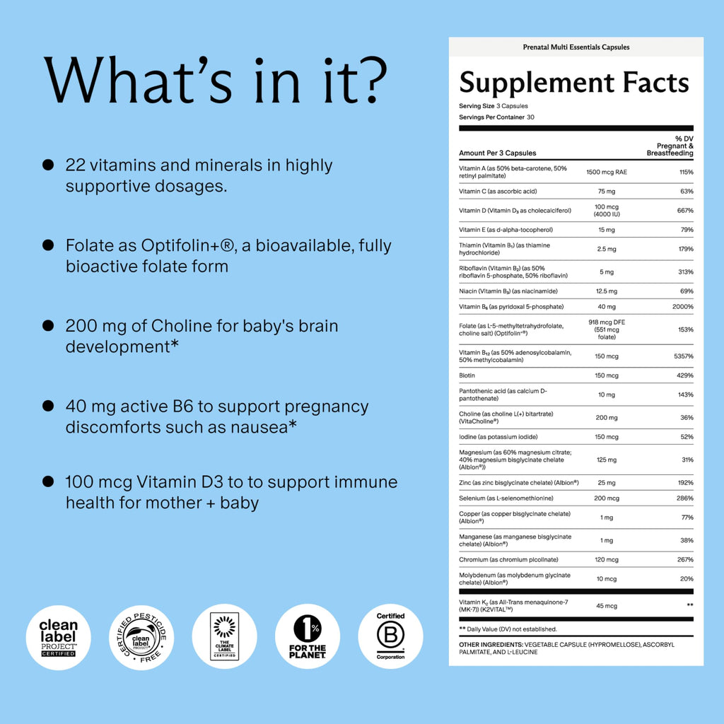 Needed. Multivitamin for Prenatal | Prenatal Multi Essentials Capsule - Pregnancy, Breastfeeding, Postpartum | Expertly-Formulated