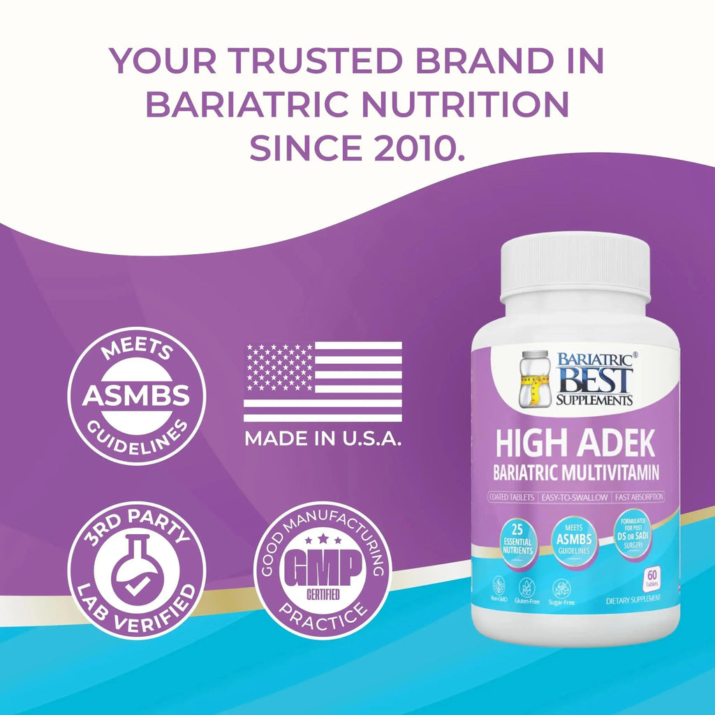 High A D E K Bariatric Multivitamin for Post DS/SADI Surgery, 25 Essential Nutrients for Post-Weight Loss Surgery, 60 Tablets Bariatric Best Supplements Au supplements