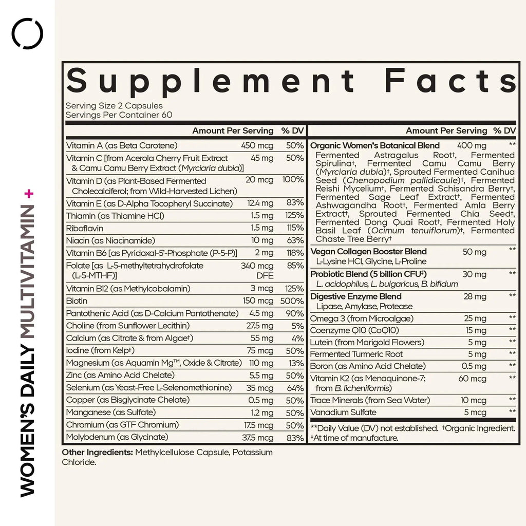 Codeage Women’s Daily Multivitamin, 25+ Vitamins & Minerals, Fermented, Organic Whole Foods, Probiotics Supplement Codeage Au supplements