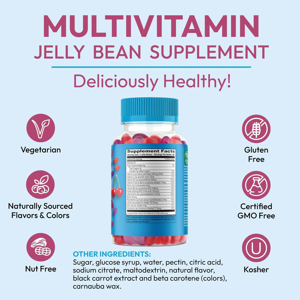 Human Beanz Multivitamin Jelly Bean Gummies with Zinc for Men and Women, Immune Support Dietary Supplements for Adults, Vegetarian Human Beanz Au supplements