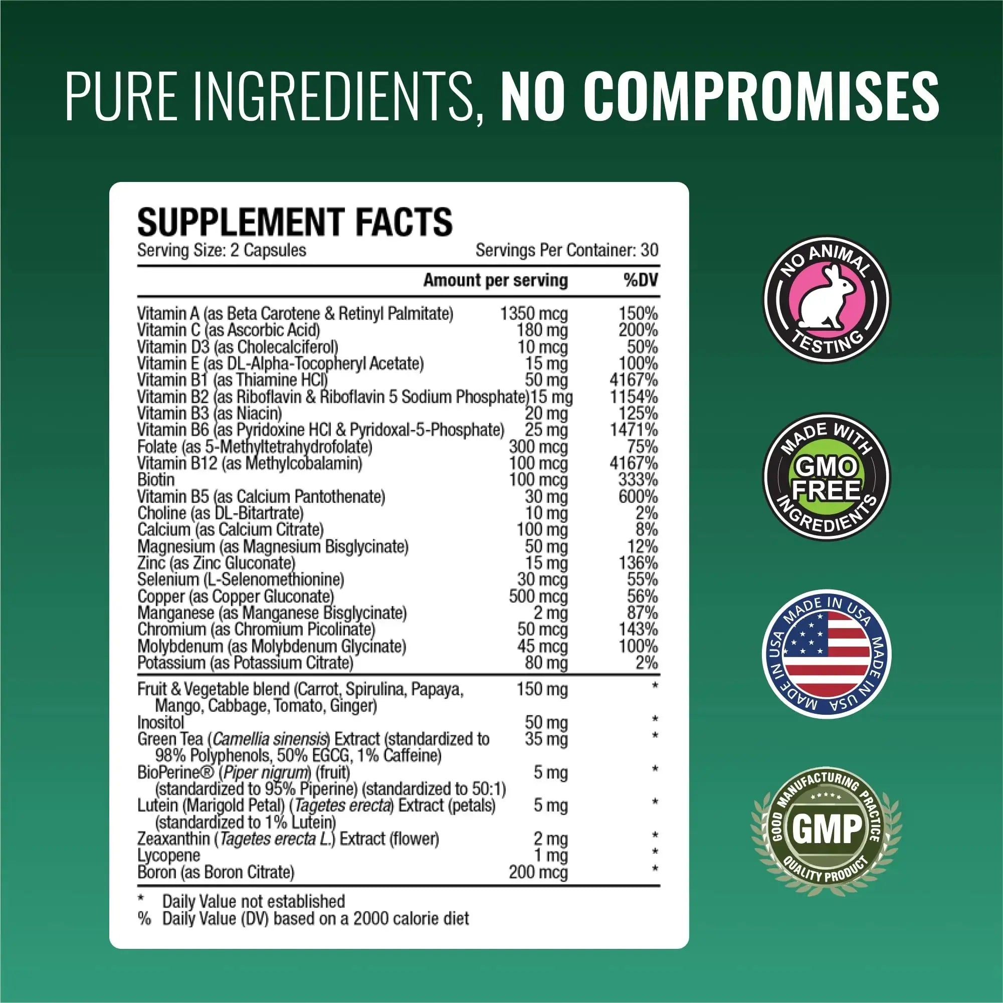 Approved Science Multi-Vitamin - with Full-Spectrum B-Vitamins, Green Tea, Lutein, Lycopene, Zeaxanthin, BioPerine Approved Science Au supplements