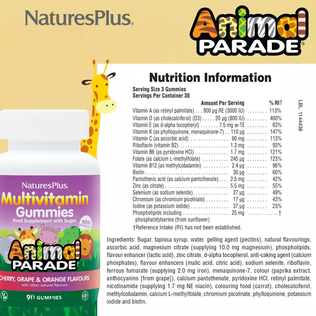 NaturesPlus Animal Parade Multivitamin Children's Gummies - 90 Count - Assorted Cherry, Grape & Orange Flavors NaturesPlus Au supplements