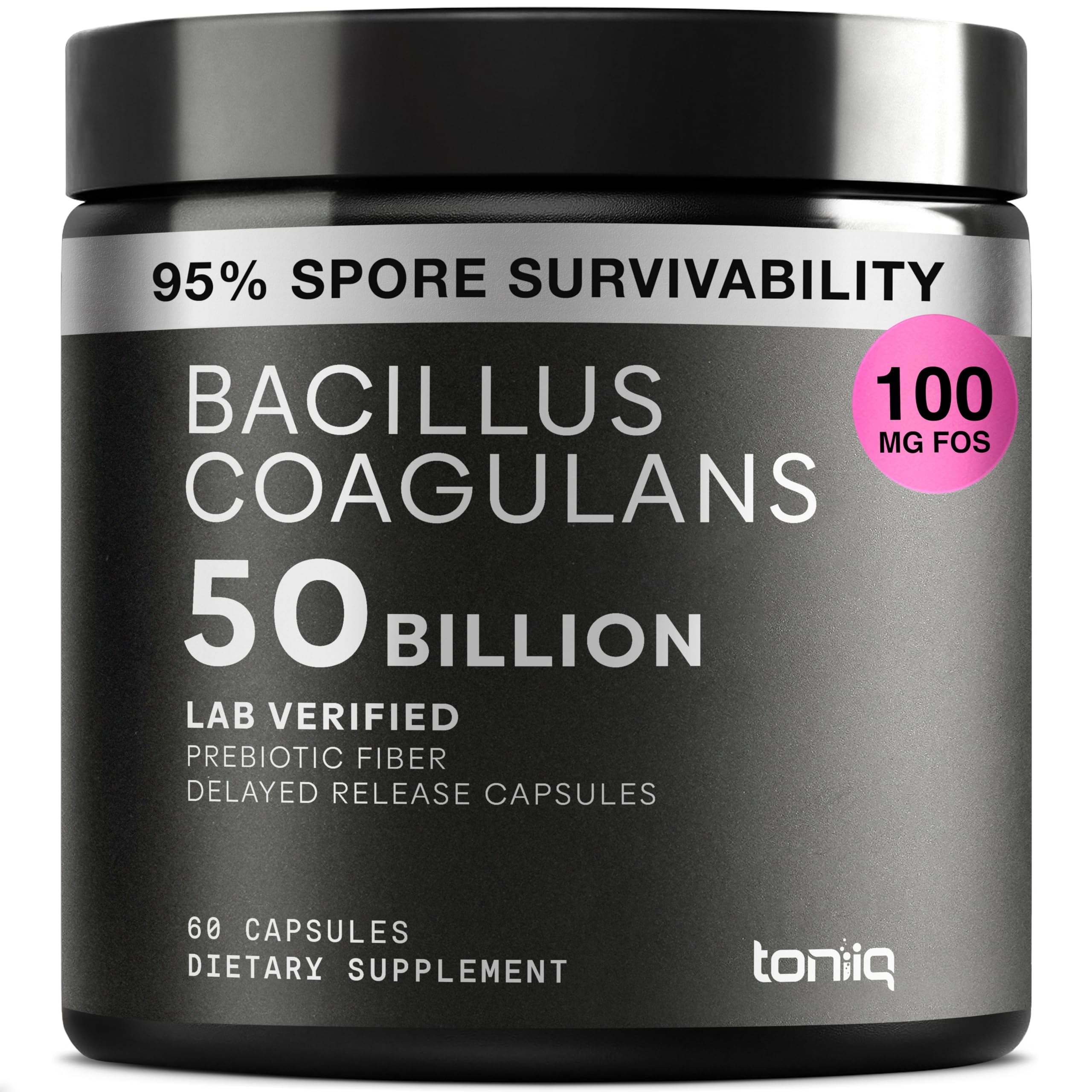 Toniiq Bacillus Coagulans Probiotic Supplement – Ultra High Strength 50 Billion CFU with FOS Prebiotic – Spore-Based Probiotic for Exceptional Stability – Third-Party Tested – 60 Capsules Toniiq Au supplements