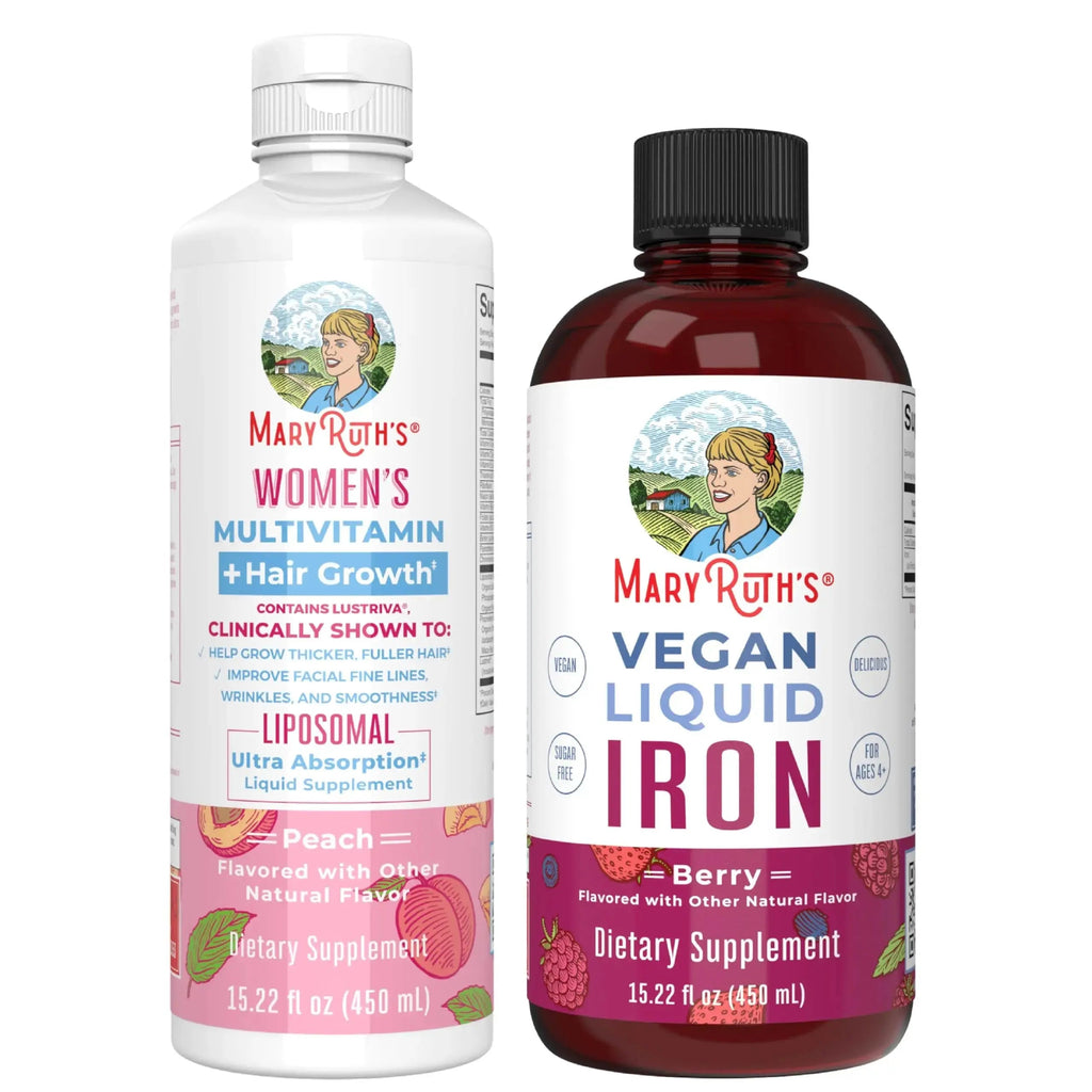 MaryRuth's Women's Multivitamin + Hair Growth Liposomal (Peach) & Iron Liquid (Berry) | Clean Label Project Verified® | MARYRUTH'S Au supplements