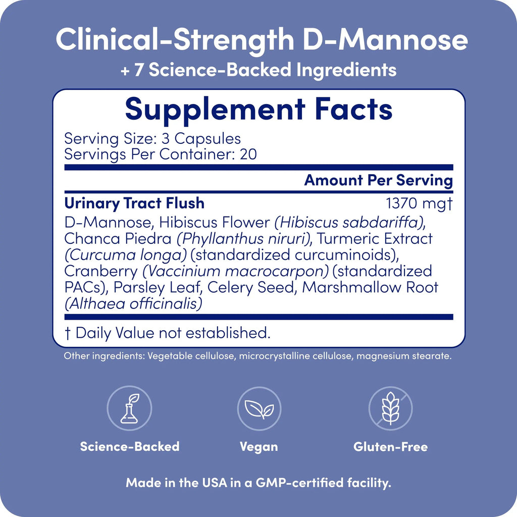 UT-Fem Solution - Fast-Acting Urinary Tract Flush for Women, Proactive UTI Support, Promotes Cleansing & Comfort, Clinical-Strength D-Mannose, Cranberry, and Natural Ingredients - 60 Vegan Capsules UT-Fem Au supplements