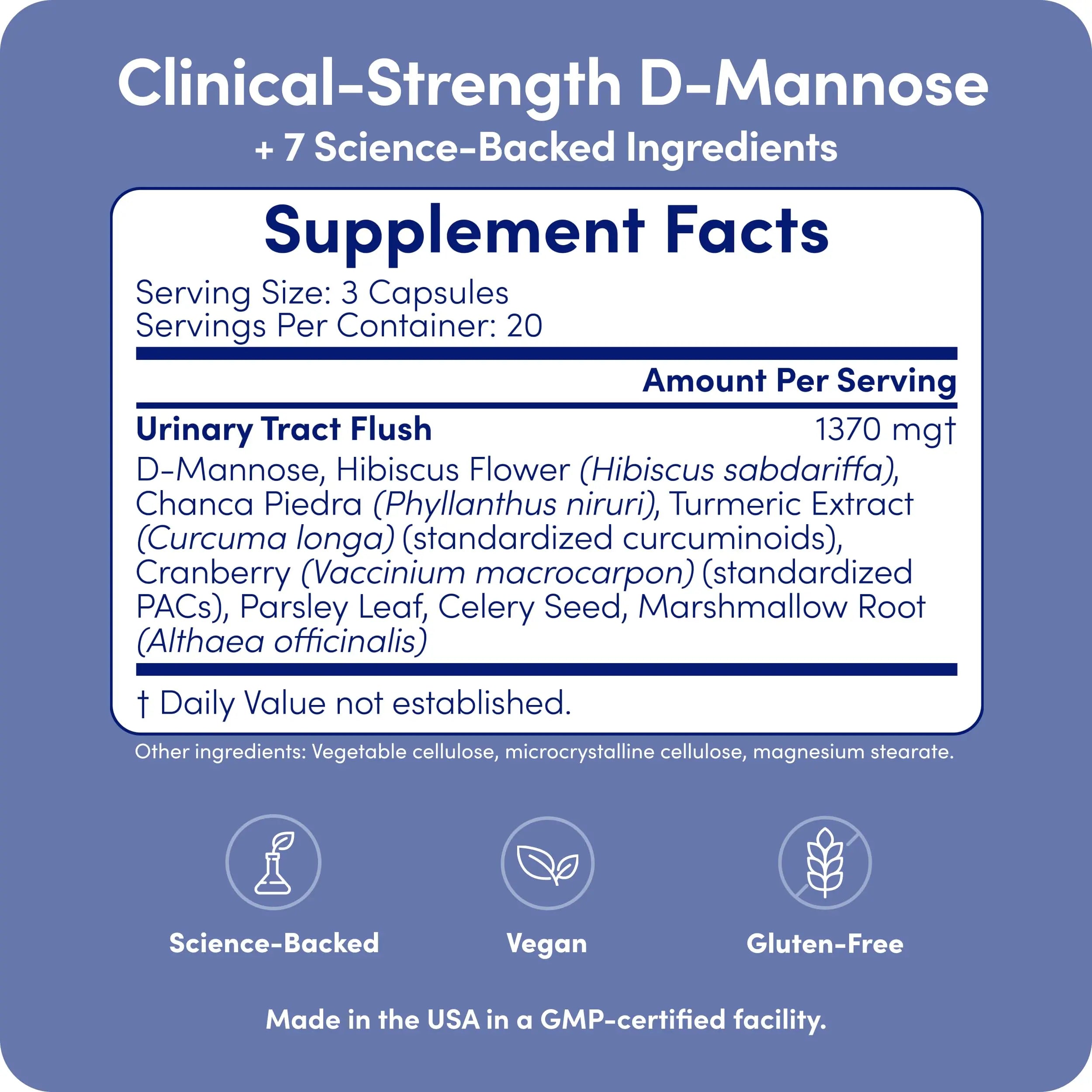 UT-Fem Solution - Fast-Acting Urinary Tract Flush for Women, Proactive UTI Support, Promotes Cleansing & Comfort, Clinical-Strength D-Mannose, Cranberry, and Natural Ingredients - 60 Vegan Capsules UT-Fem Au supplements