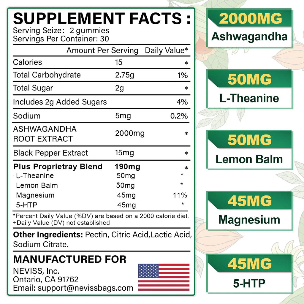 NEVISS Ashwagandha Gummies 2000mg, Feel Refreshed, Plus Proprietary Blend NEVISS Au supplements