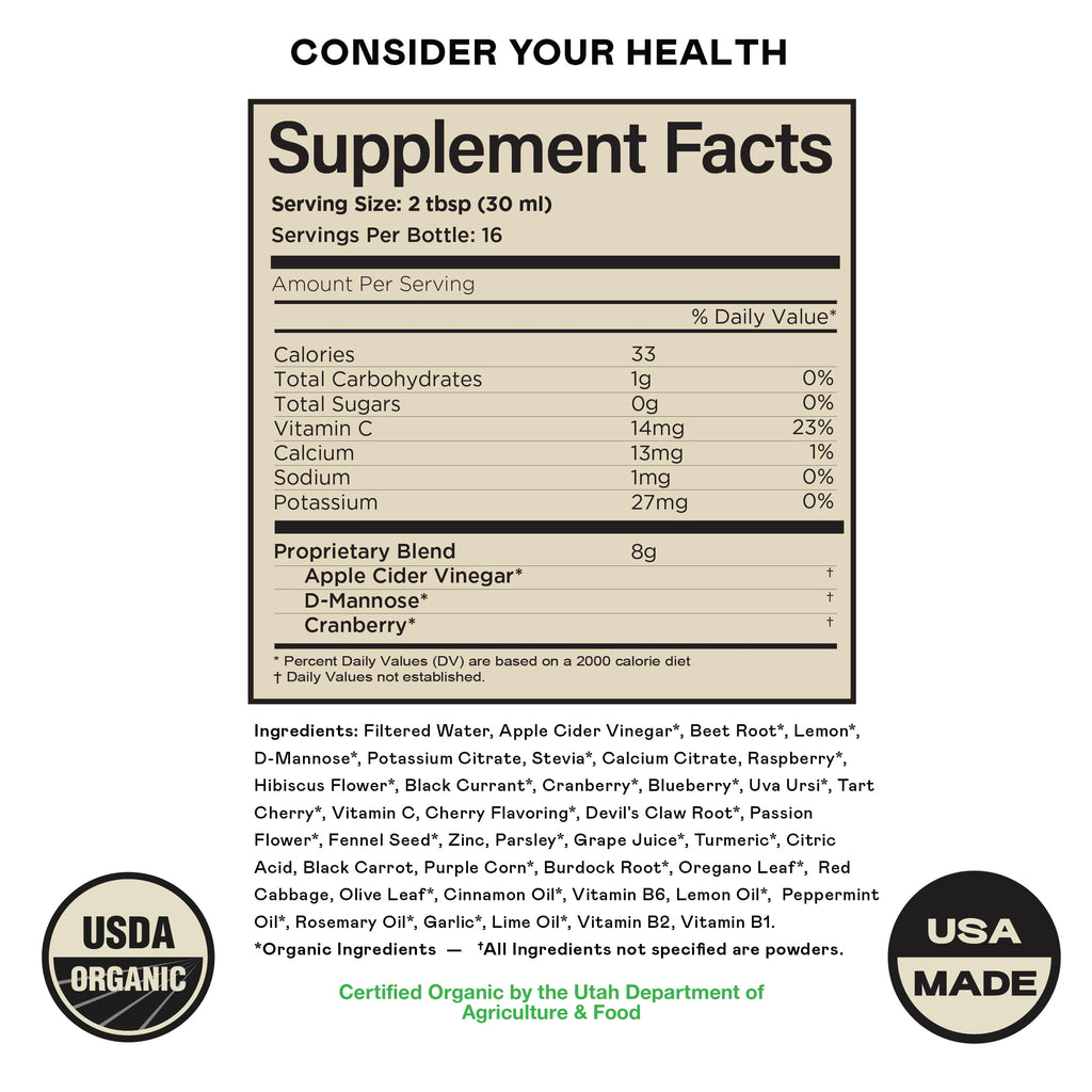 Complete Natural Urinary Tract Complete 8oz - Liquid Supplement for Urinary Tract Health with Organic Cranberry, D-Mannose, Beet Root, Fennel Seed, and Turmeric Complete Natural Products Au supplements