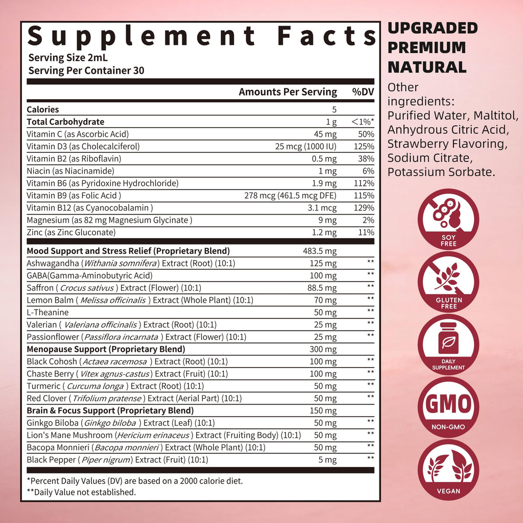 GREENPEOPLE Saffron Extract Supplements Drop - 24-in-1 88.5mg Saffron Extract with Ashwagandha,Black Cohosh & Lion's Mane for Mood&Focus,Stress Relief,Cortisol Reducer,Menopause – Vegan 2FL OZ GREENPEOPLE Au supplements
