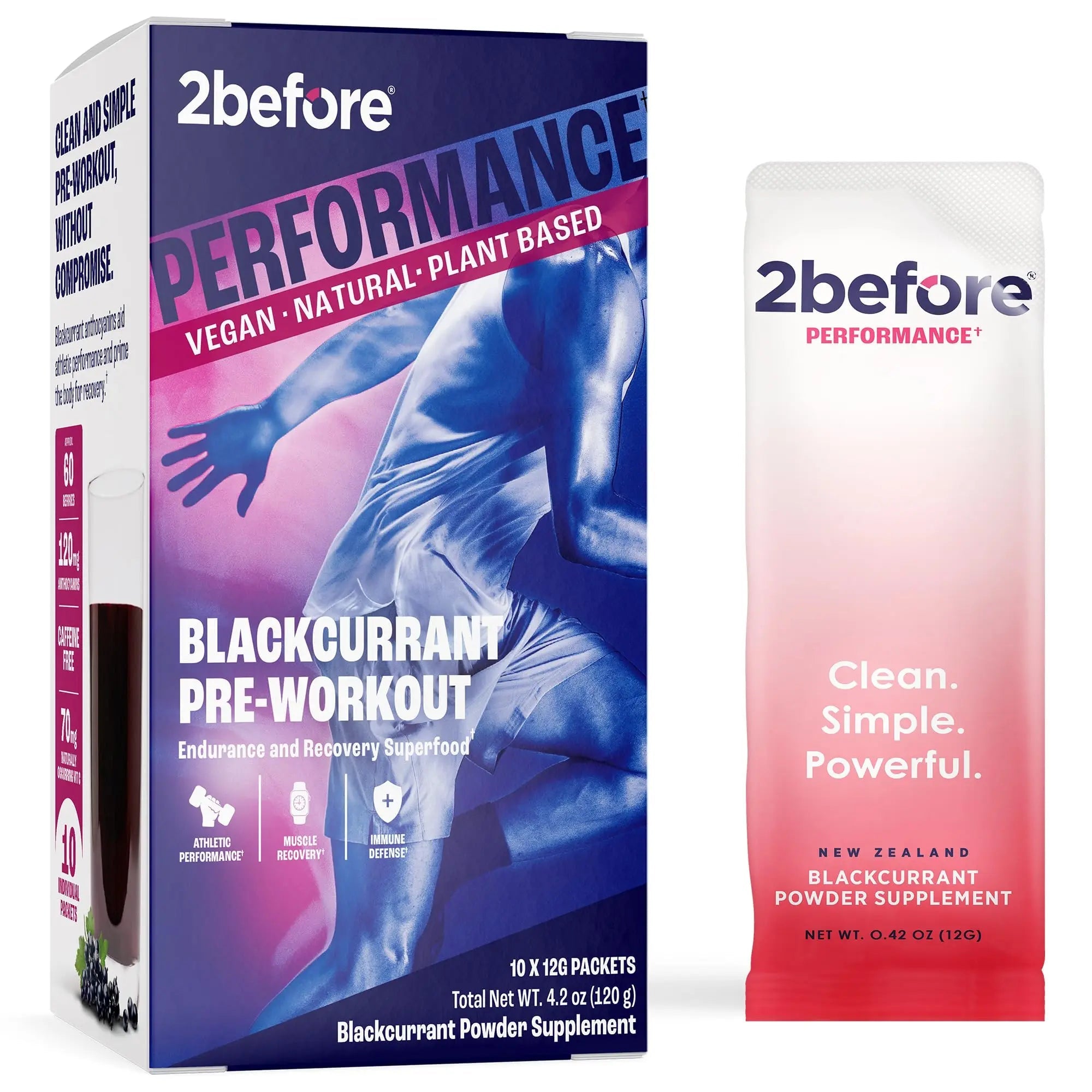 2before Blackcurrant I All Natural Vegan Pre Workout, with 120mg Caffeine I Clean Energy 2before Au supplements