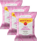Burt’s Bees Micellar Rose Water Facial Towelettes, 100% Plant Based Cloth; 99% Natural Origin; Remove Makeup, Cleanse, Hydrate; No Oily Residue; All Skin Types; 30 Ct, Pack of 3 (Pack May Vary)