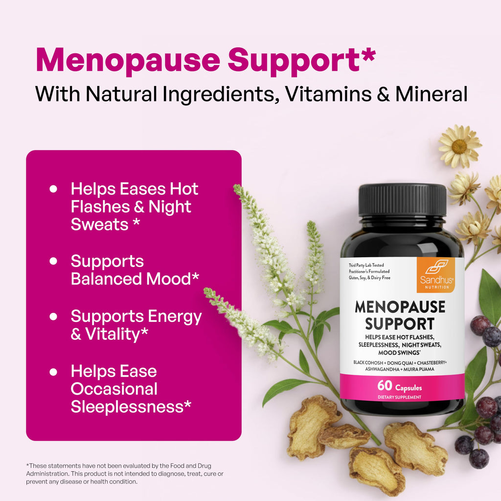 Complete Menopause Support Supplement For Women | With Ashwagandha, Black Cohosh, Dong Quai & Muira Puama | Helps Easing Hot Flashes, Night Sweats, Mood Swings, Hormone Balance & Harmony | 60 Capsules Sandhu's Au supplements