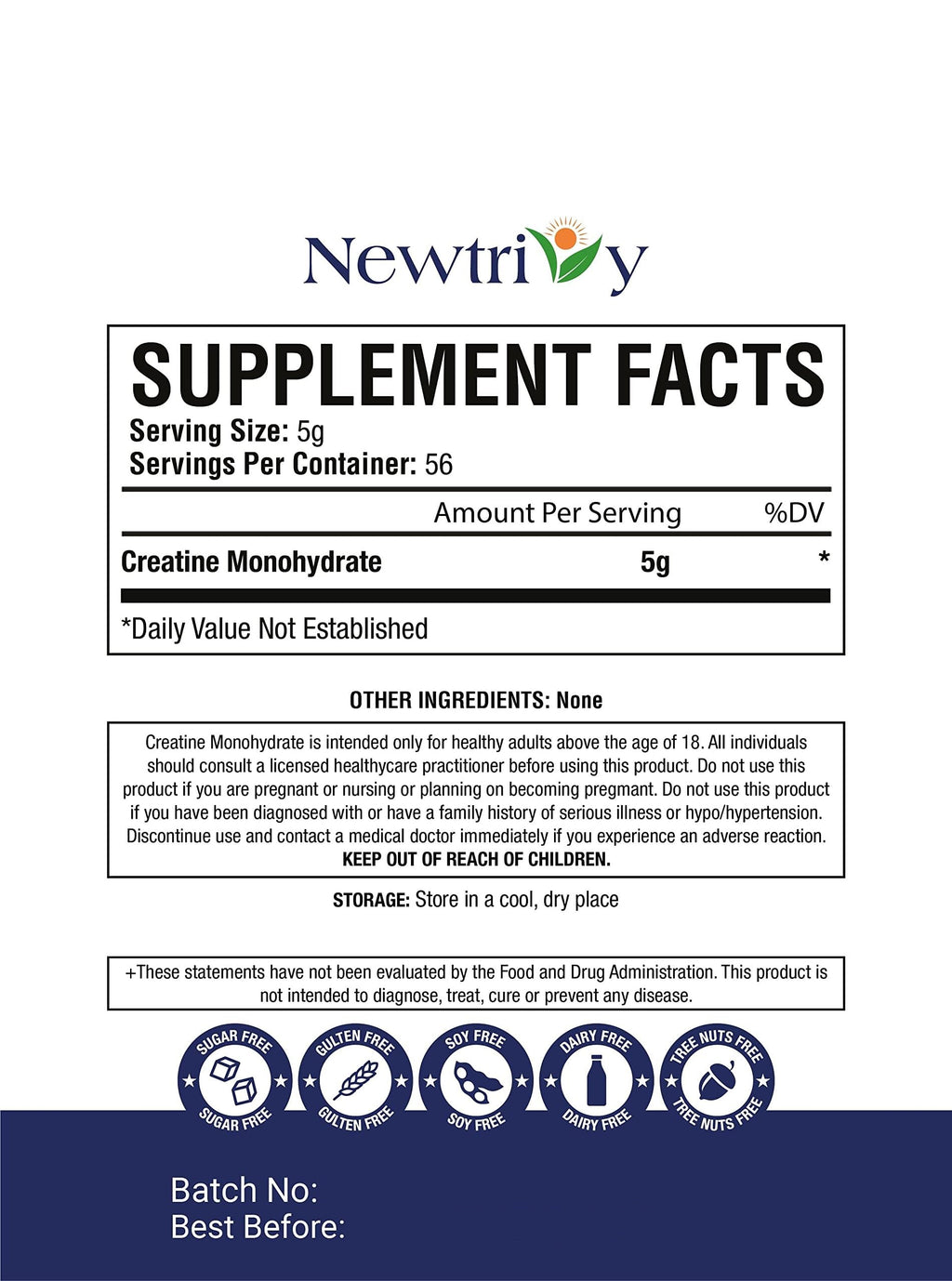 Creatine Monohydrate,Micronized, Pure,Unflavored,280g (9.8oz) Newtrivy Au supplements