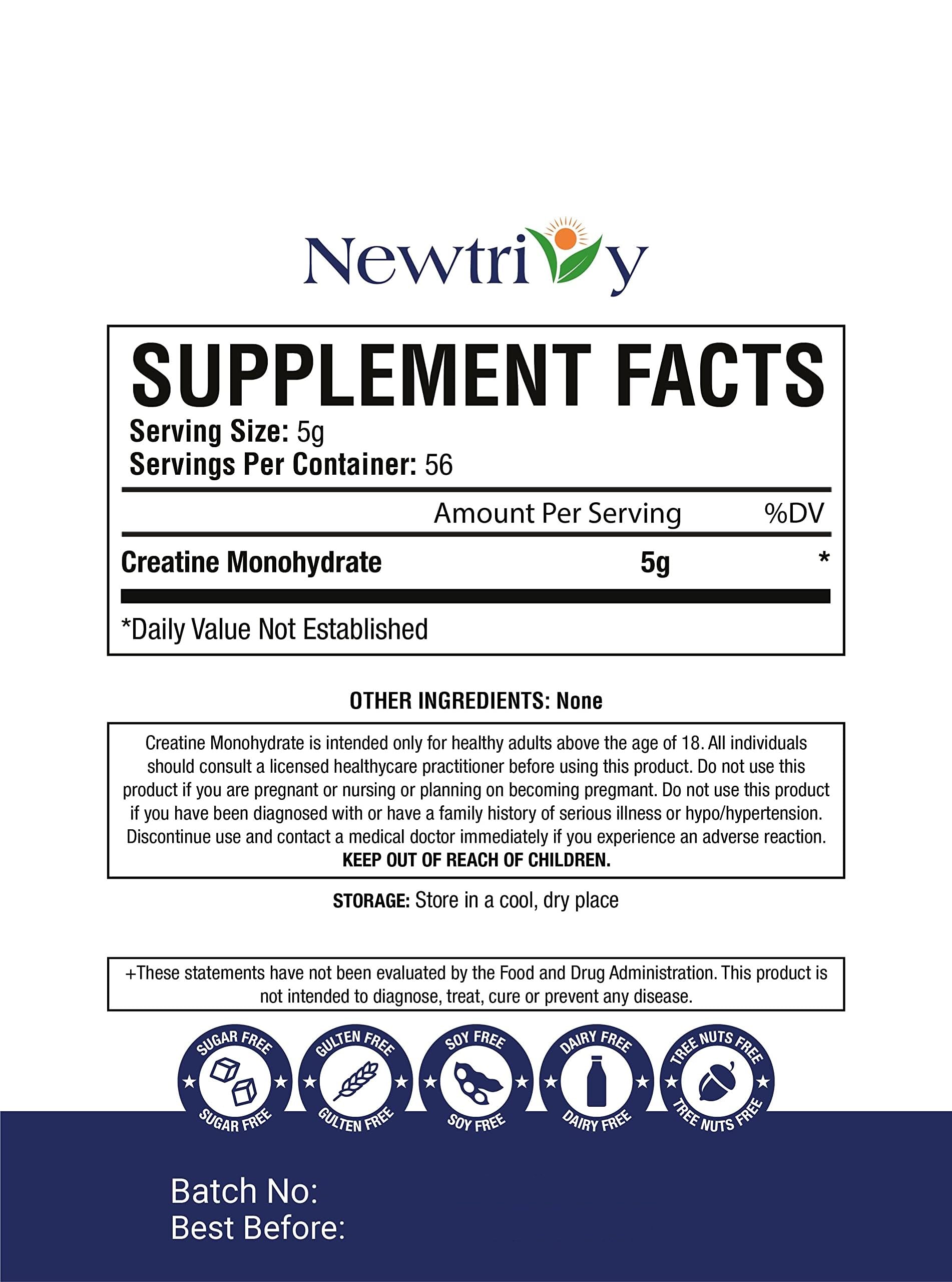 Creatine Monohydrate,Micronized, Pure,Unflavored,280g (9.8oz) Newtrivy Au supplements
