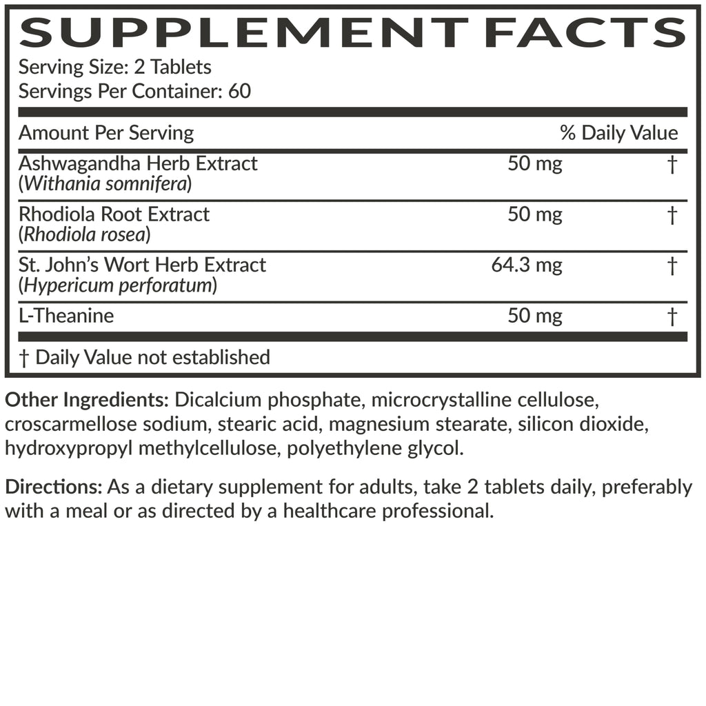 Futurebiotics Chill Pill + Ashwagandha, Rhodiola, St. John’s Wort, & L-Theanine - Non-GMO, 120 Vegetarian Tablets