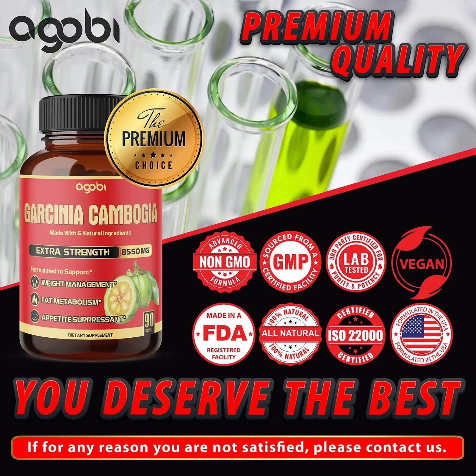 agobi Pure Garcinia Cambogia Capsules 8550mg - 6in1 with Green Tea, Arjuna, Garlic Bulb agobi Au supplements