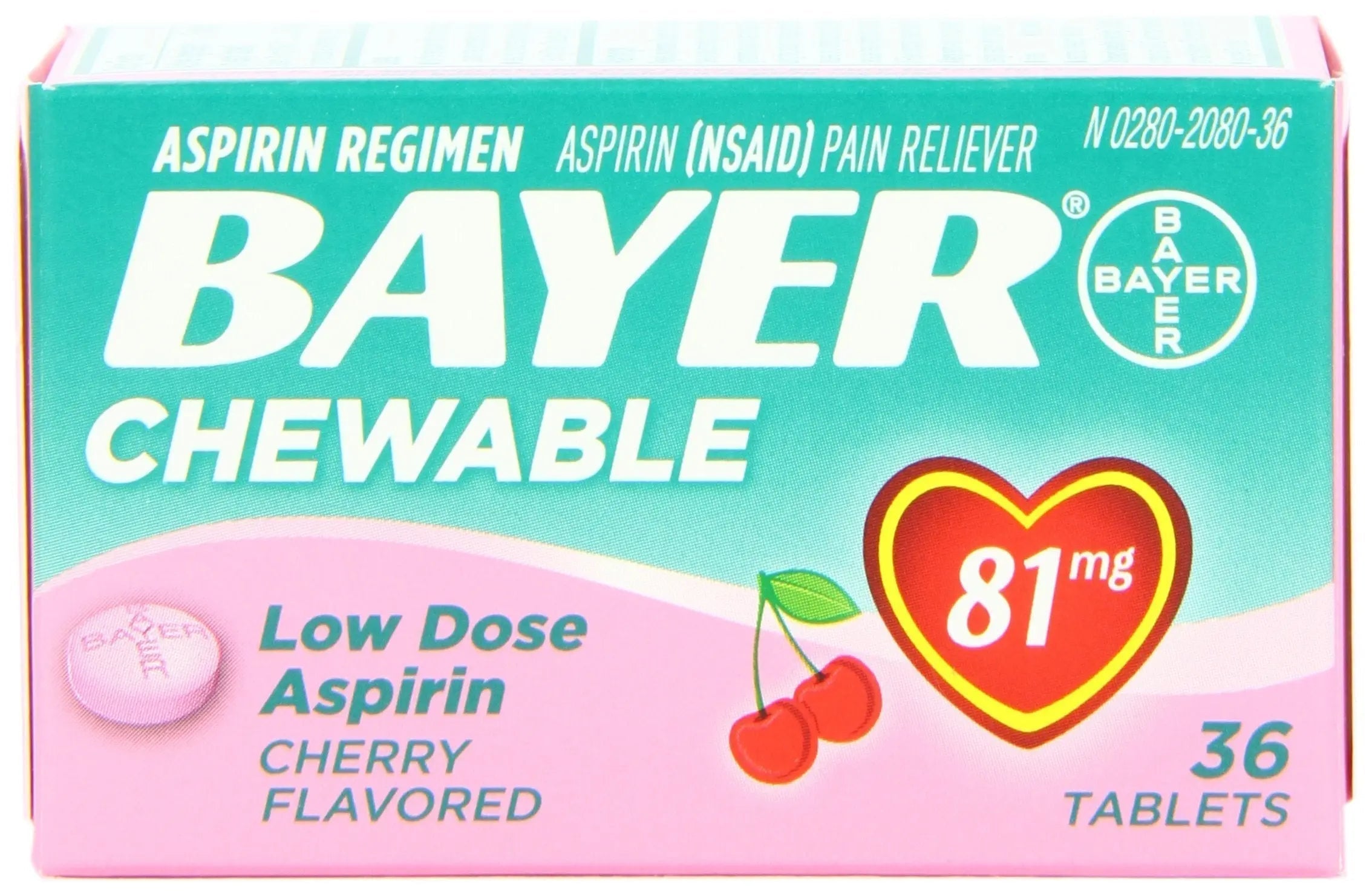 Bayer Chewable Low Dose Aspirin 81 mg Tablets Cherry 36 Tablets Bayer Au supplements