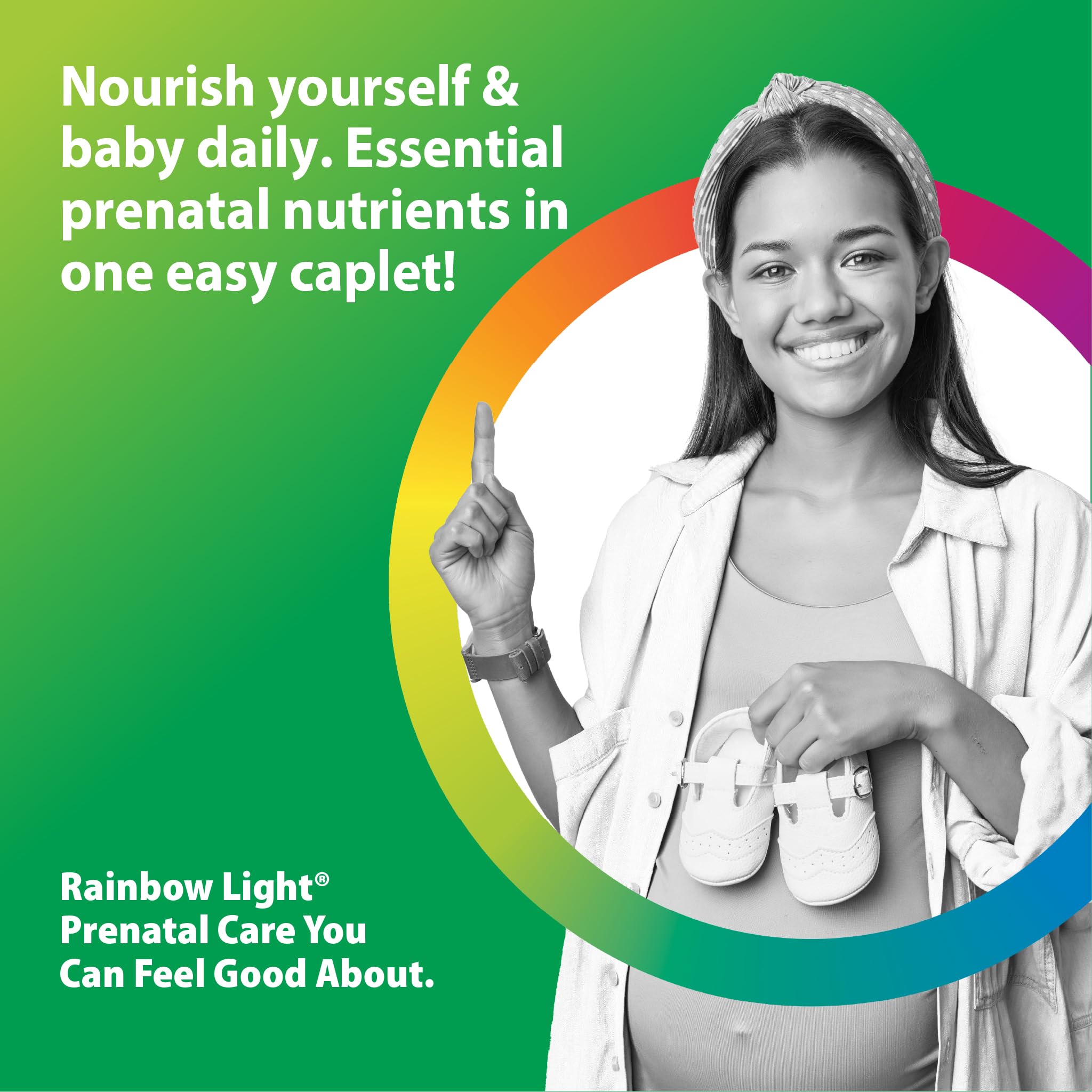 Rainbow Light Prenatal One Multivitamin Support from Conception to Postnatal, High Potency, Clinically Proven Absorption of Vitamin D, B2, Folate, Calcium