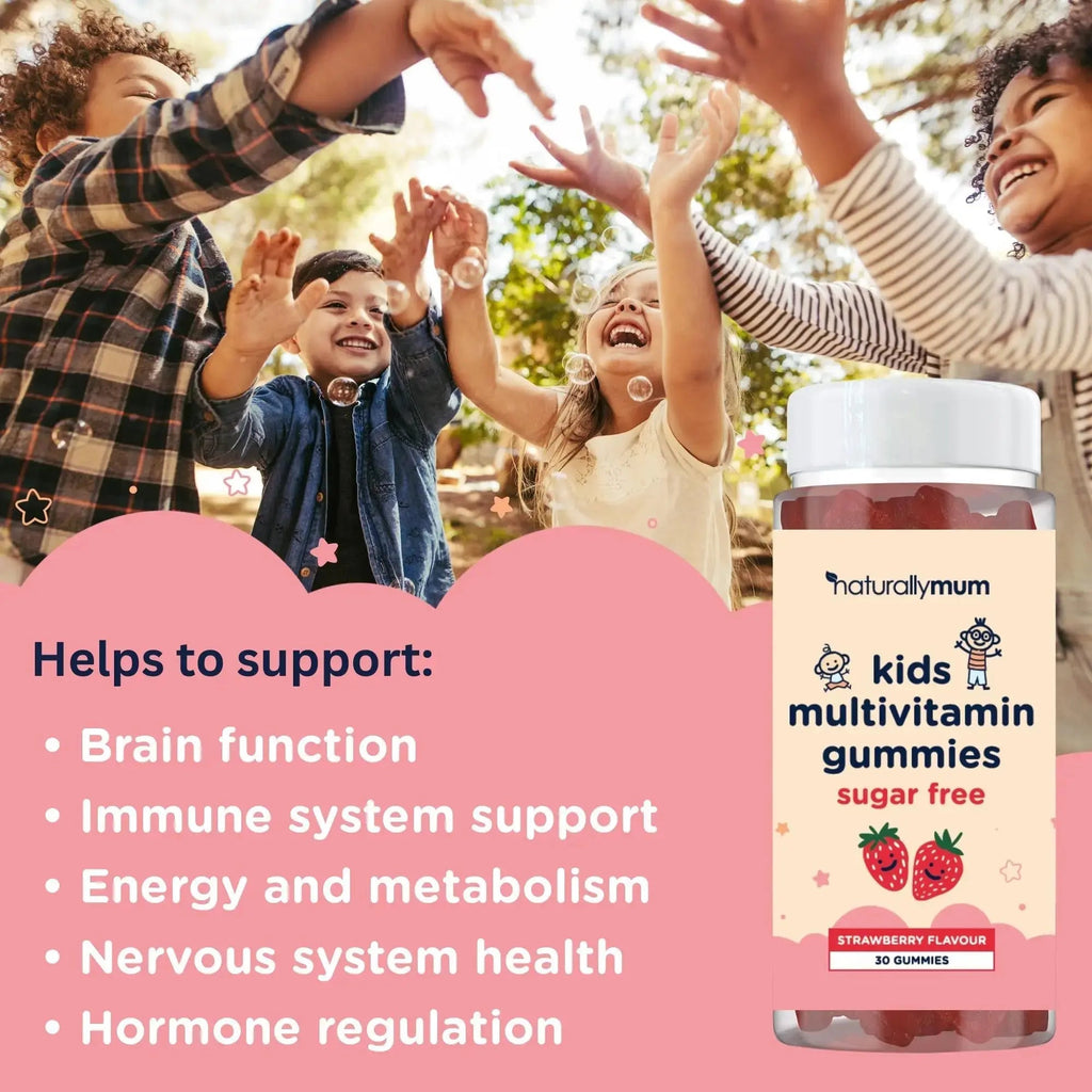 NaturallyMum Kids Multivitamin Gummies | for Children | Vegan Friendly | 30 Chewable Gummies | with Vitamins A, D, E, B6, B12, C | NaturallyMum Au supplements