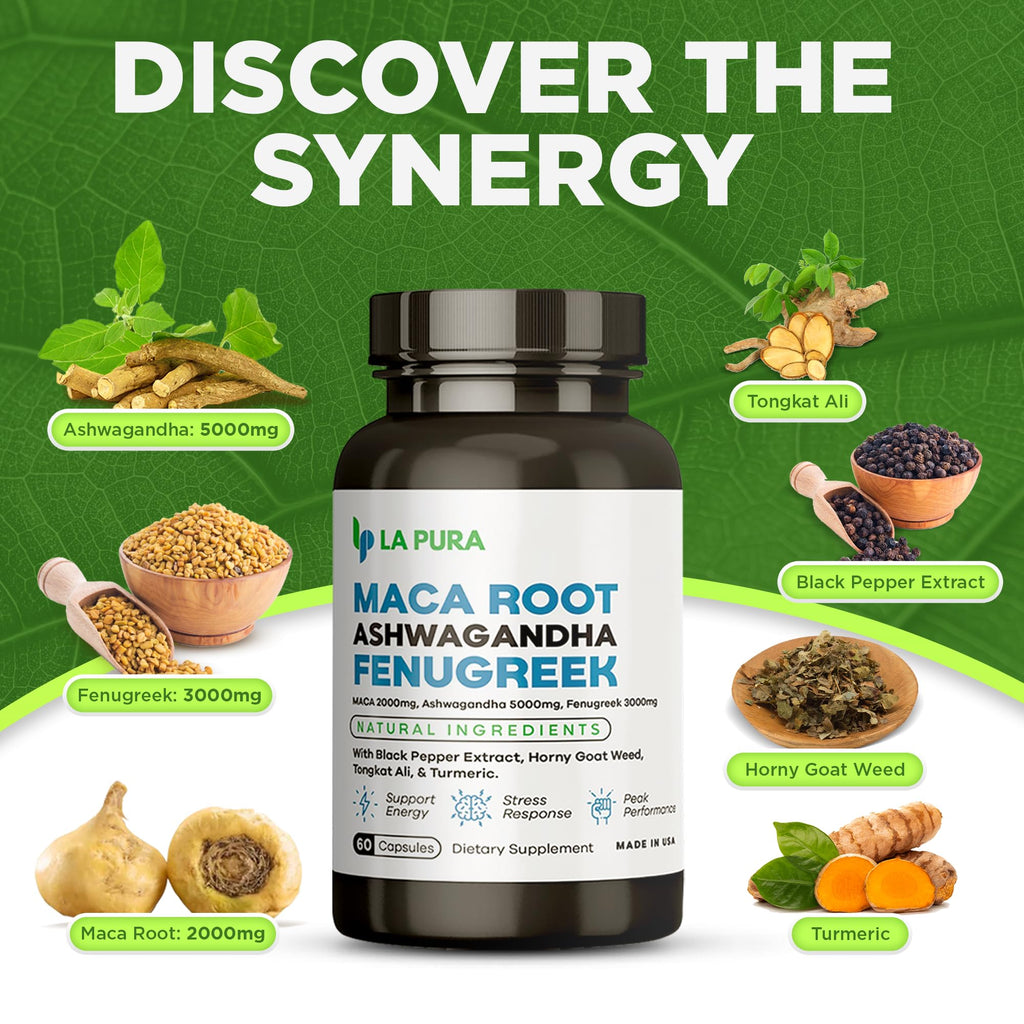 LaPura Ashwagandha 5000mg Maca Root 2000mg Fenugreek 3000mg Supplement LaPura Au supplements