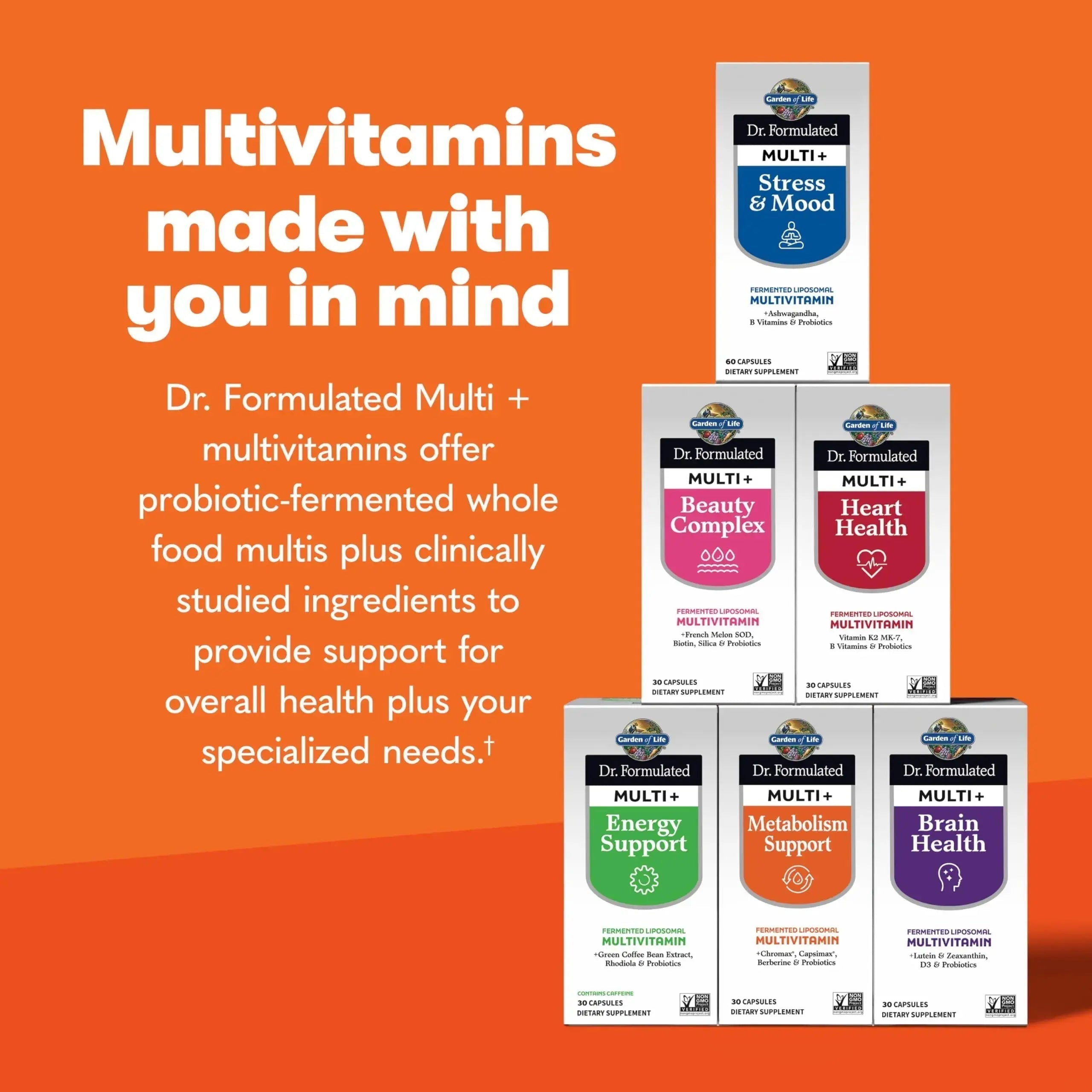 Garden of Life Dr. Formulated Multi+ Metabolism Support - Fermented Liposomal Multivitamin + Chromax, Capsimax, Berberine & Probiotics - 30 Capsules Garden of Life Au supplements