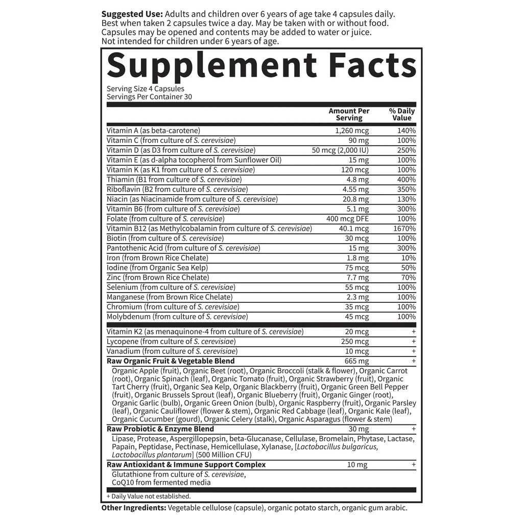 Garden of Life Multivitamin for Women, Men & Kids Age 6 and up, Vitamin Code Family Multi - 120 Vegetarian Capsules, Whole Food Vitamins Garden of Life Au supplements