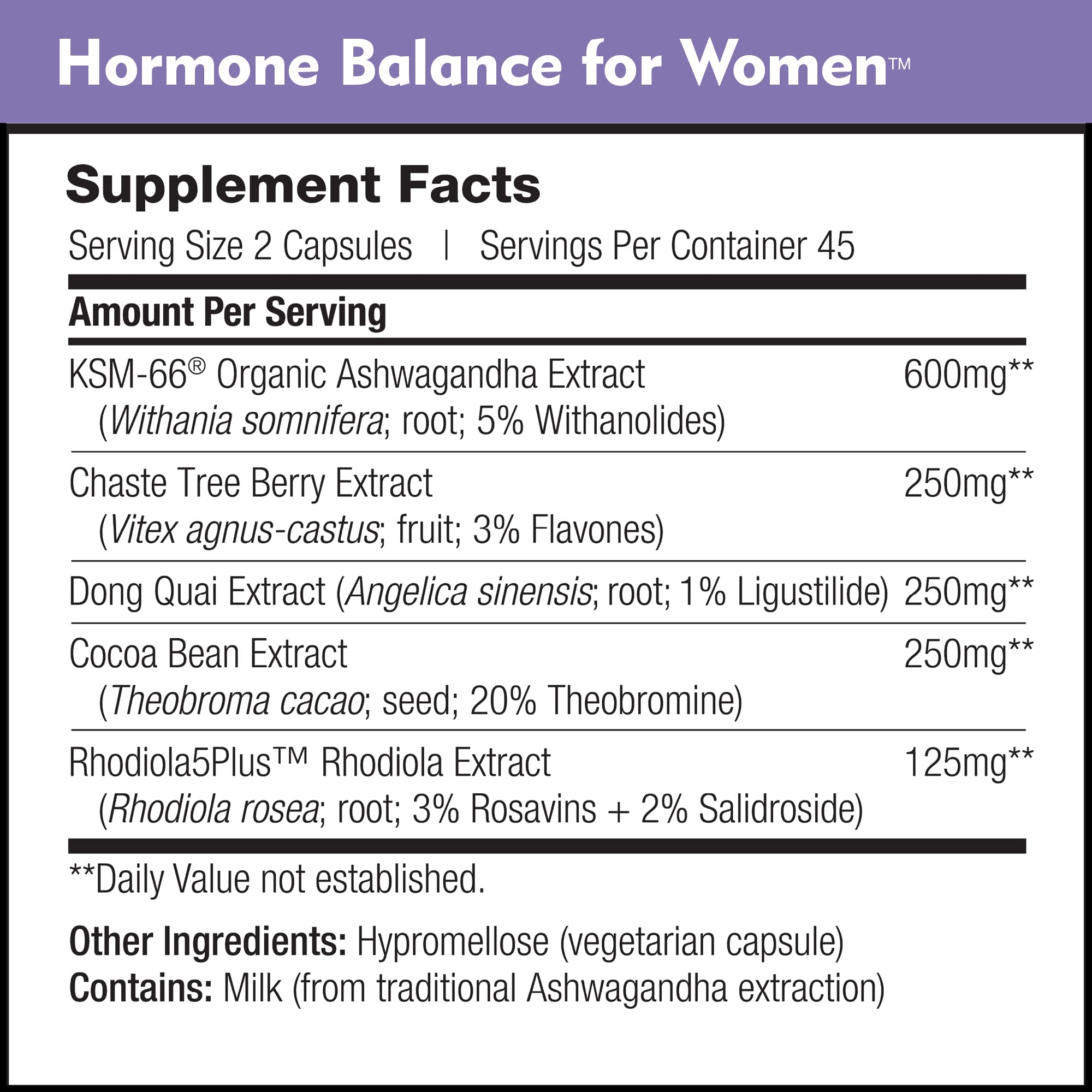 Hormone Balance for Women - Natural Mood Supplement - PMS Relief and Menopause Support | Featuring Clinically Studied KSM-66 Ashwagandha (90 Capsules) DailyNutra Au supplements