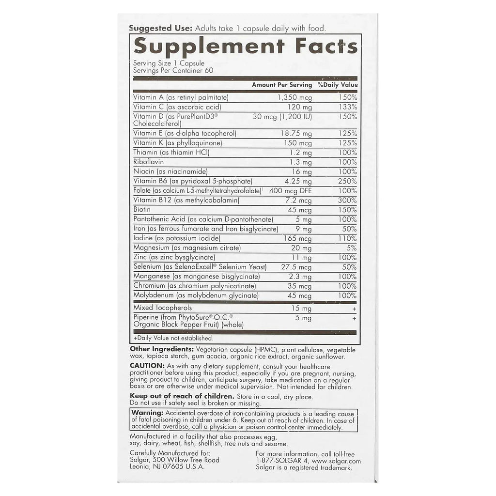 Solgar One Daily Women's Multi Whole Body Support Highly Absorbable Delayed Release Vitamin for Women, Supplement for Immune, Heart, Energy Solgar Au supplements