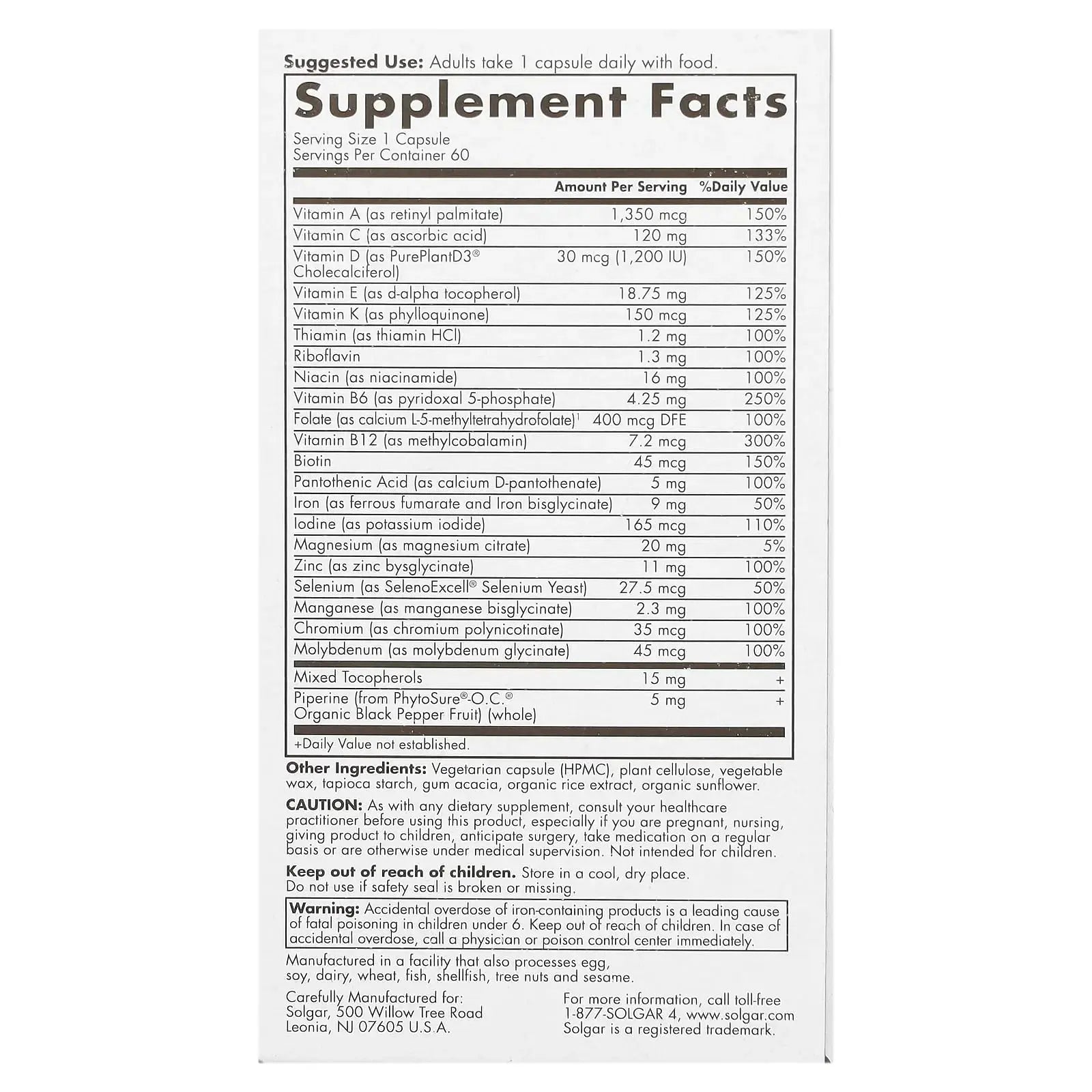 Solgar One Daily Women's Multi Whole Body Support Highly Absorbable Delayed Release Vitamin for Women, Supplement for Immune, Heart, Energy Solgar Au supplements