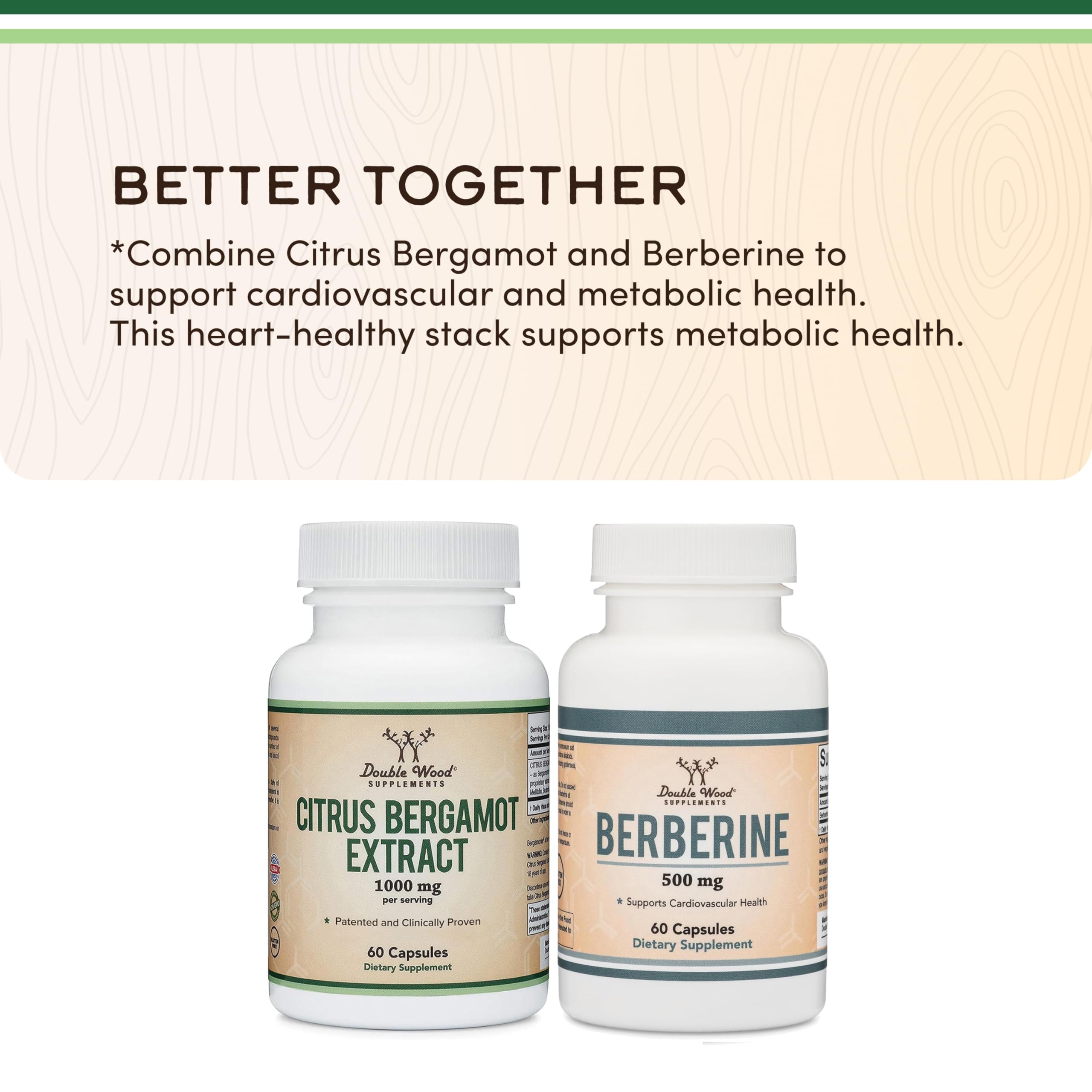 Citrus Bergamot Supplement, 1000mg, 60 Capsules - Supports Healthy Cholesterol & Triglyceride Levels - 1,000mg Servings