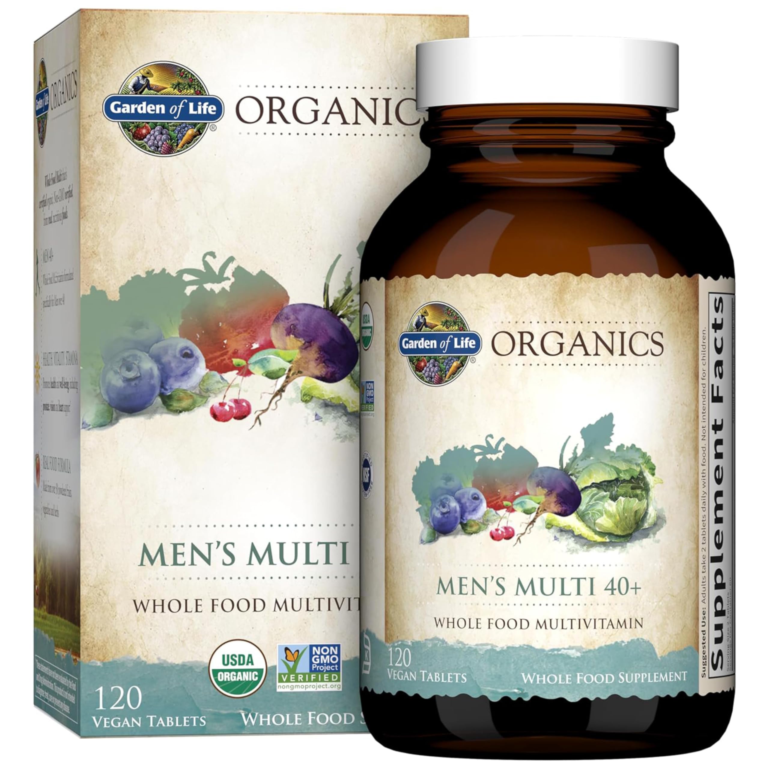 Garden of Life Organics Whole Food Multivitamin for Men 40+ 120 Tablets, Vegan Mens Multi for Health Garden of Life Au supplements