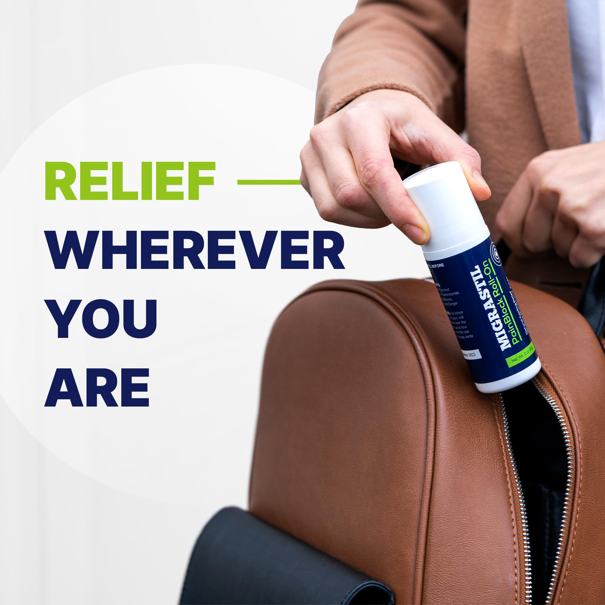 Basic Vigor Migrastil PainBlock Roll-On, 3 oz - Topical Roll-On for Muscle Aches, Cramps, Joint & Nerve Discomfort. Works Great on Shoulders, Neck, Feet, Knees, Legs, Back, Elbows, HIPS, Etc. Basic Vigor Au supplements