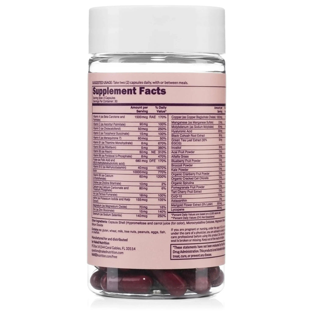 NAKED Nutrition Women's Multi - Daily Multivitamin - Vitamins A, C, E, Selenium, Zinc, Fruit and Super Green Extracts, to Boost Immune Support NAKED Au supplements