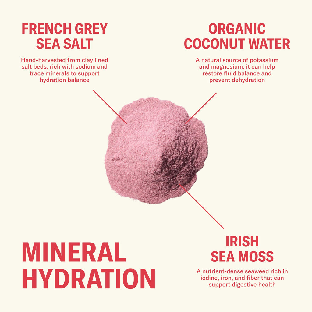 Ballerina Farm Farmer Hydrate, Daily Electrolytes Powder, Raspberry Lemonade, Hydration Drink Mix with Organic Coconut Water, Irish Sea Moss, Sea Salt, Prebiotic Fiber, No Added Sugar, 25 Servings