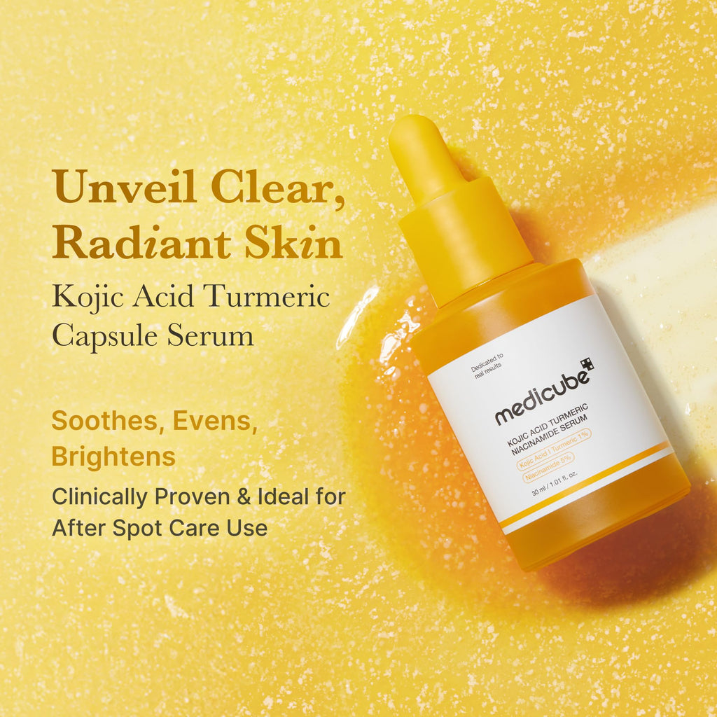 medicube Kojic Acid Turmeric Clarifying & Balancing Capsule Serum for Troubled Skin | Soothing & Brightening Facial Serum
