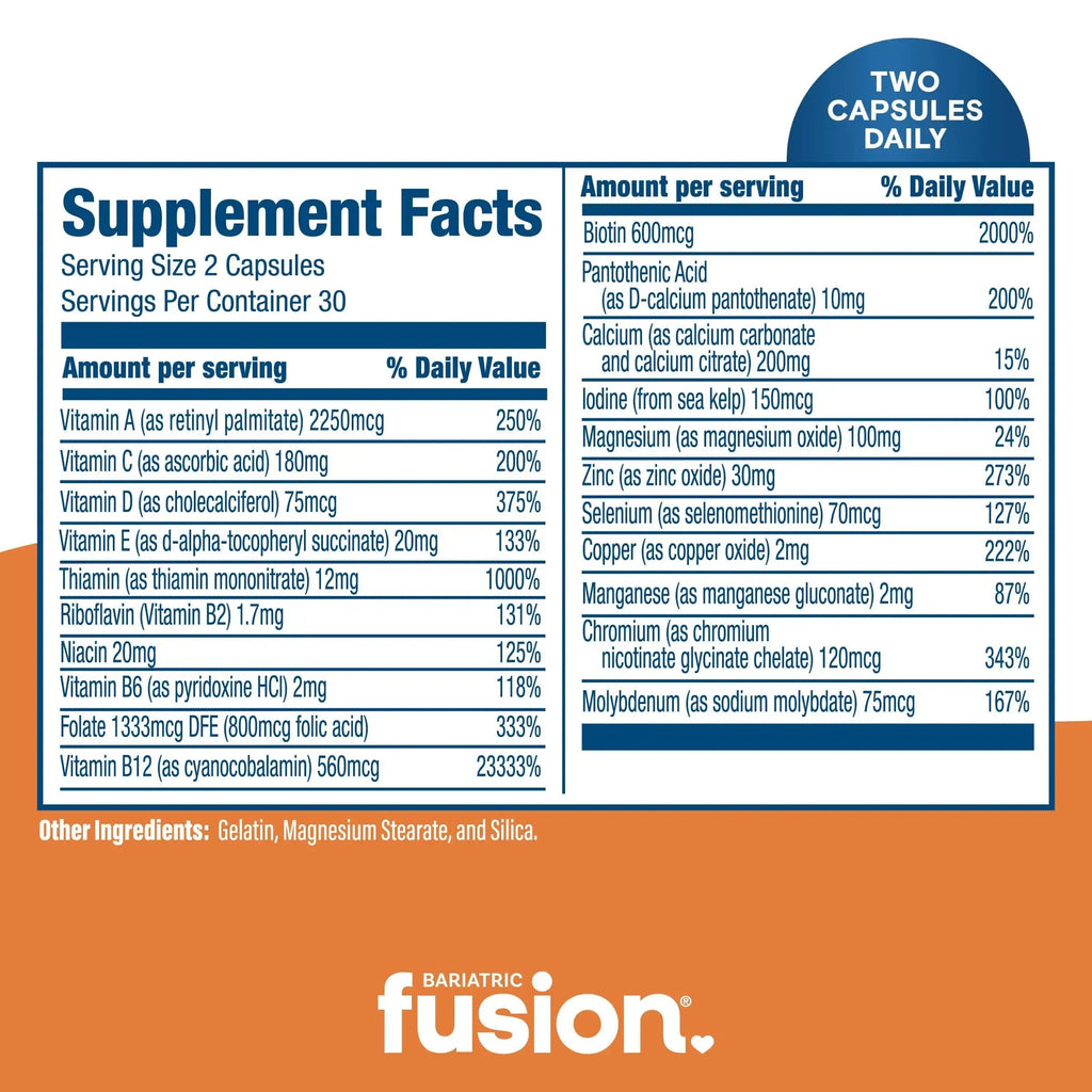 Bariatric Fusion Bariatric Multivitamin Without Iron | Post Bariatric Surgery Patients | Iron Free Bariatric Vitamin Bariatric Fusion Au supplements