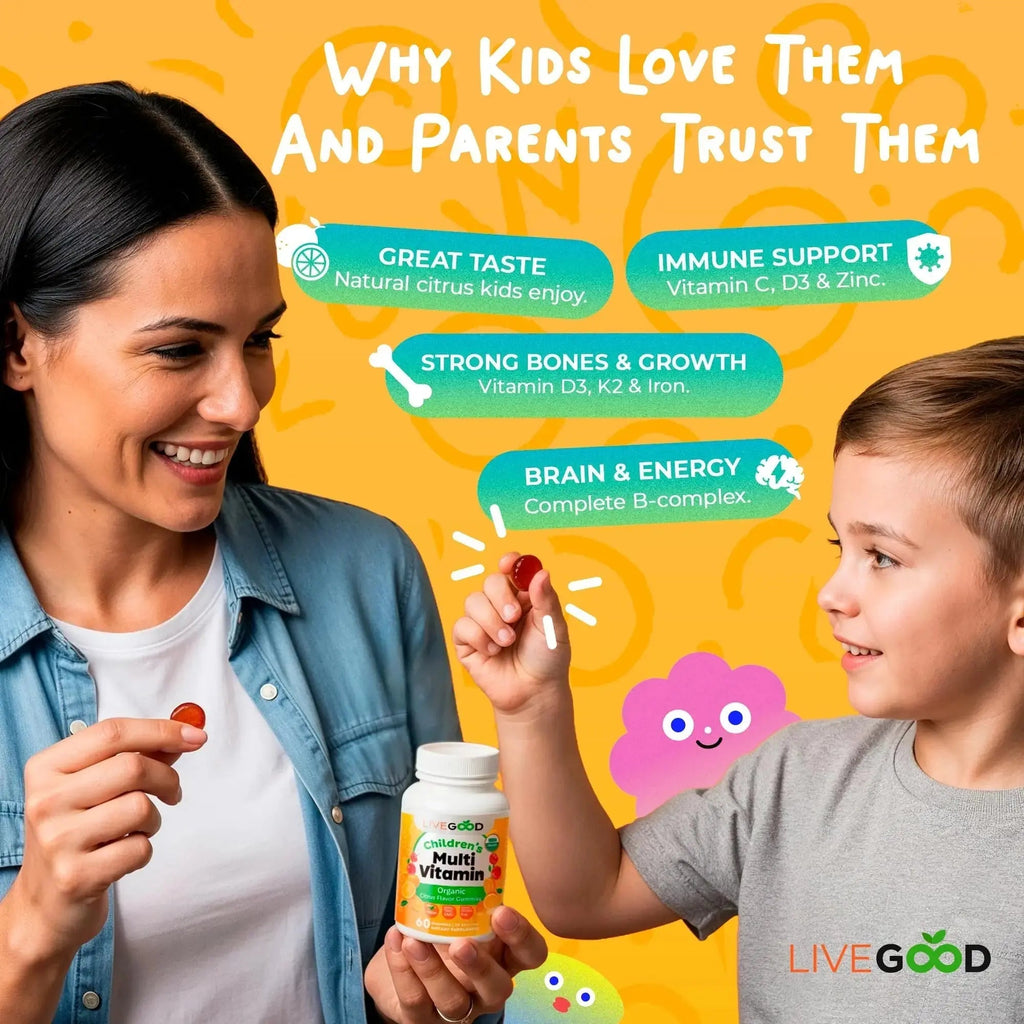 LIVEGOOD Organic Children’s Multivitamin Gummies, Kids Multivitamin, Vitamin D for Toddlers and Children, Organic Kids Chewable Vitamins for Immunity LIVEGOOD Au supplements
