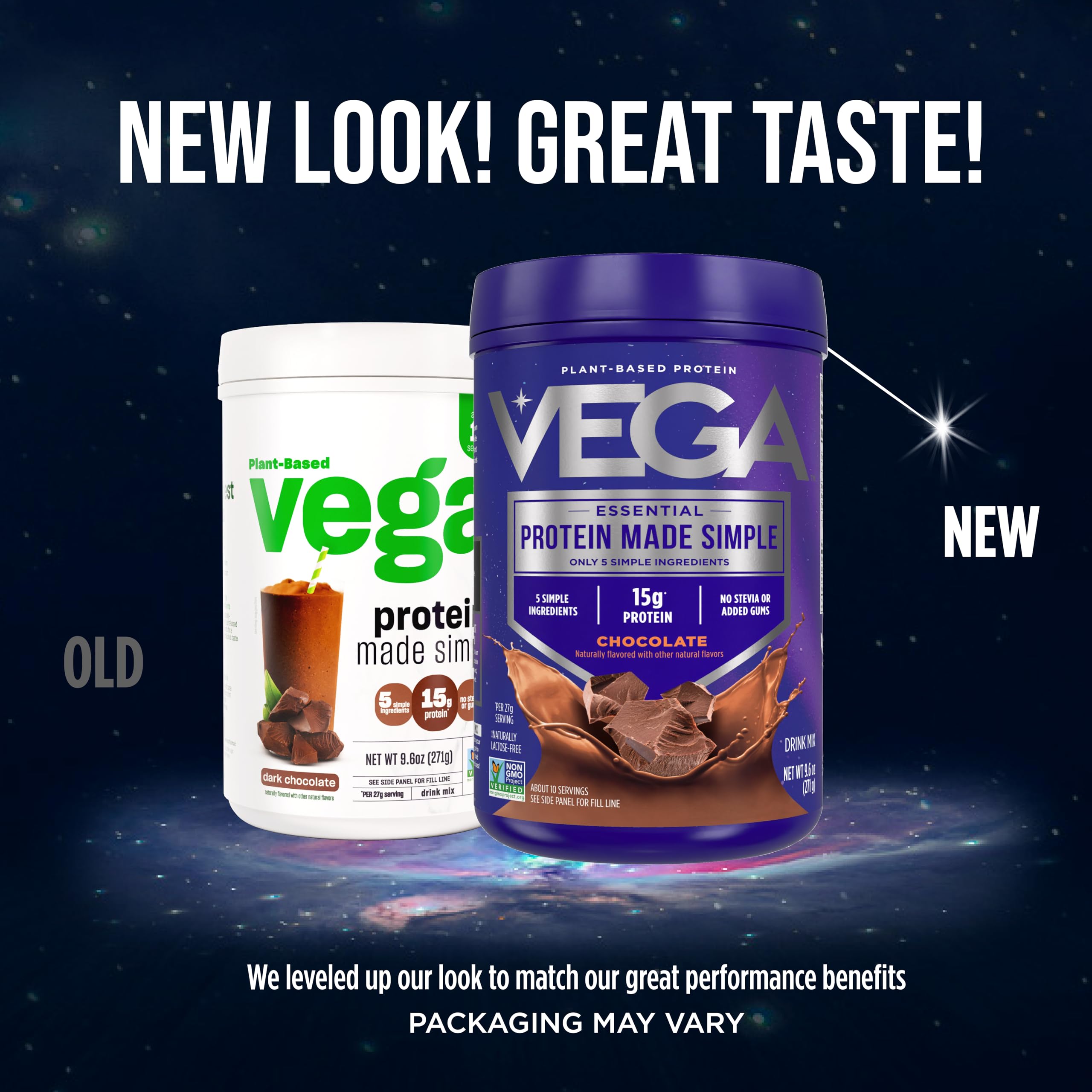 Vega Protein Made Simple - 15g Plant-Based Pea Protein, Chocolate, 10 Servings, Stevia Free, No Artificial Sweeteners or Gums, Non-GMO, Gluten Free, Dairy Free, 9.6oz (Packaging May Vary)