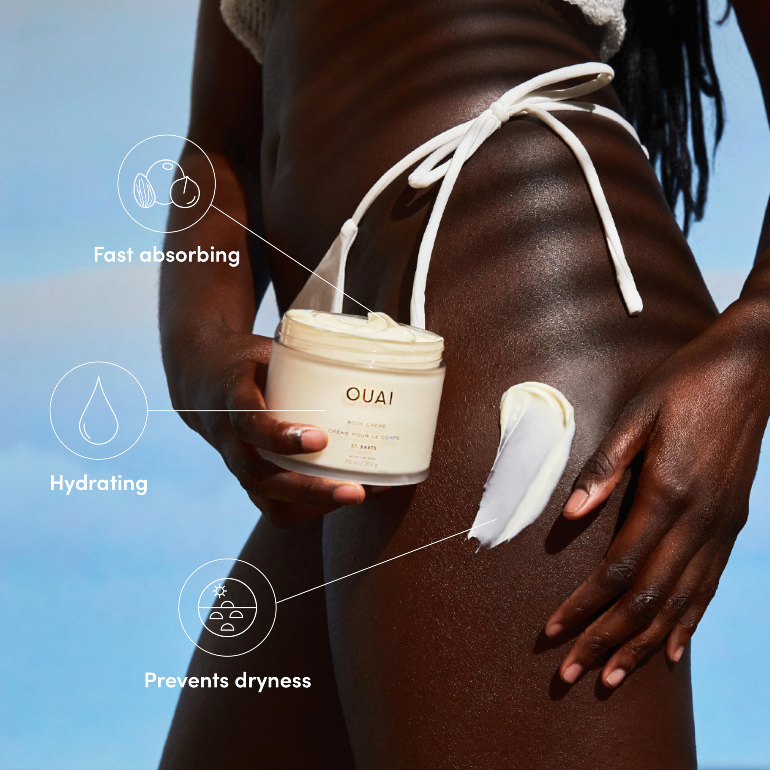 OUAI Body Cream, St. Barts - Hydrating Whipped Body Cream with Cupuaçu Butter, Coconut Oil and Squalane - Softens Skin and Delivers Healthy-Looking Glow - Sulfate-Free Skin Care (7.5 Oz) OUAI Au supplements