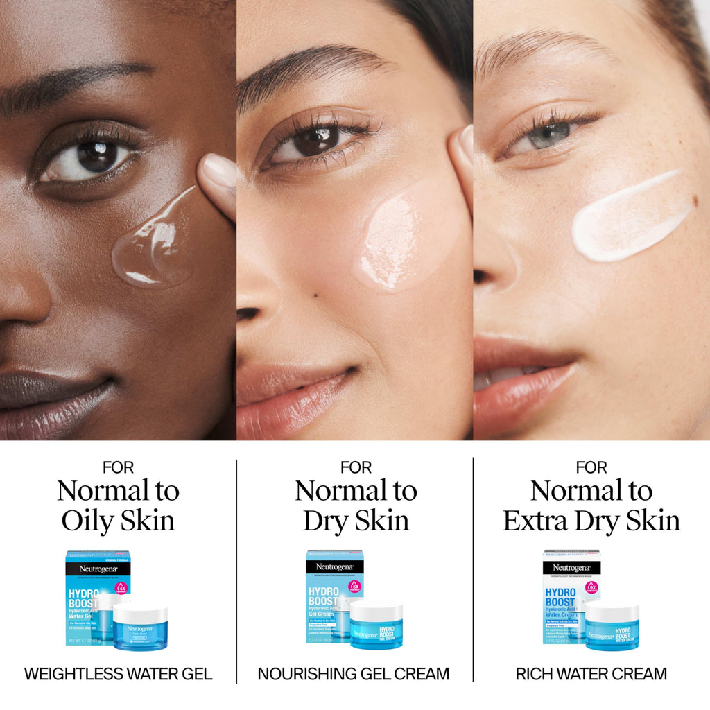 Neutrogena Hydro Boost Water Cream, 72 Hr Hydration for Normal/Extra Dry Skin, Fragrance Free, Face Moisturizer with Hyaluronic Acid, 1.7 oz