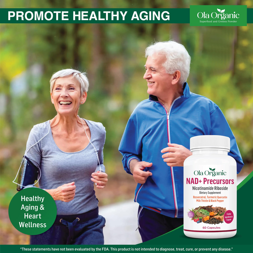 NAD+ Supplement & NAD Booster for Cellular Energy and Healthy Aging – Plant-Based Nicotinamide Riboside (NR) NAD Precursor with Resveratrol, Turmeric, Quercetin, Rhodiola & Milk Thistle – 60 Capsules Ola Organic Au supplements