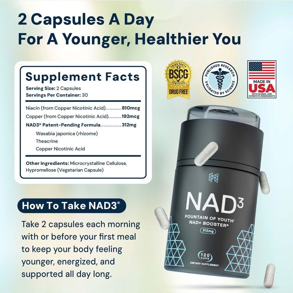 HPN NAD3 Clinical NAD+ Booster, Cellular Health & Natural Energy - NAD Supplement for Healthy Aging, Metabolic Support, NRF2 & Longevity, Nicotinamide Riboside & NMN Alternative, 120ct, 60-Day Supply HPN Au supplements
