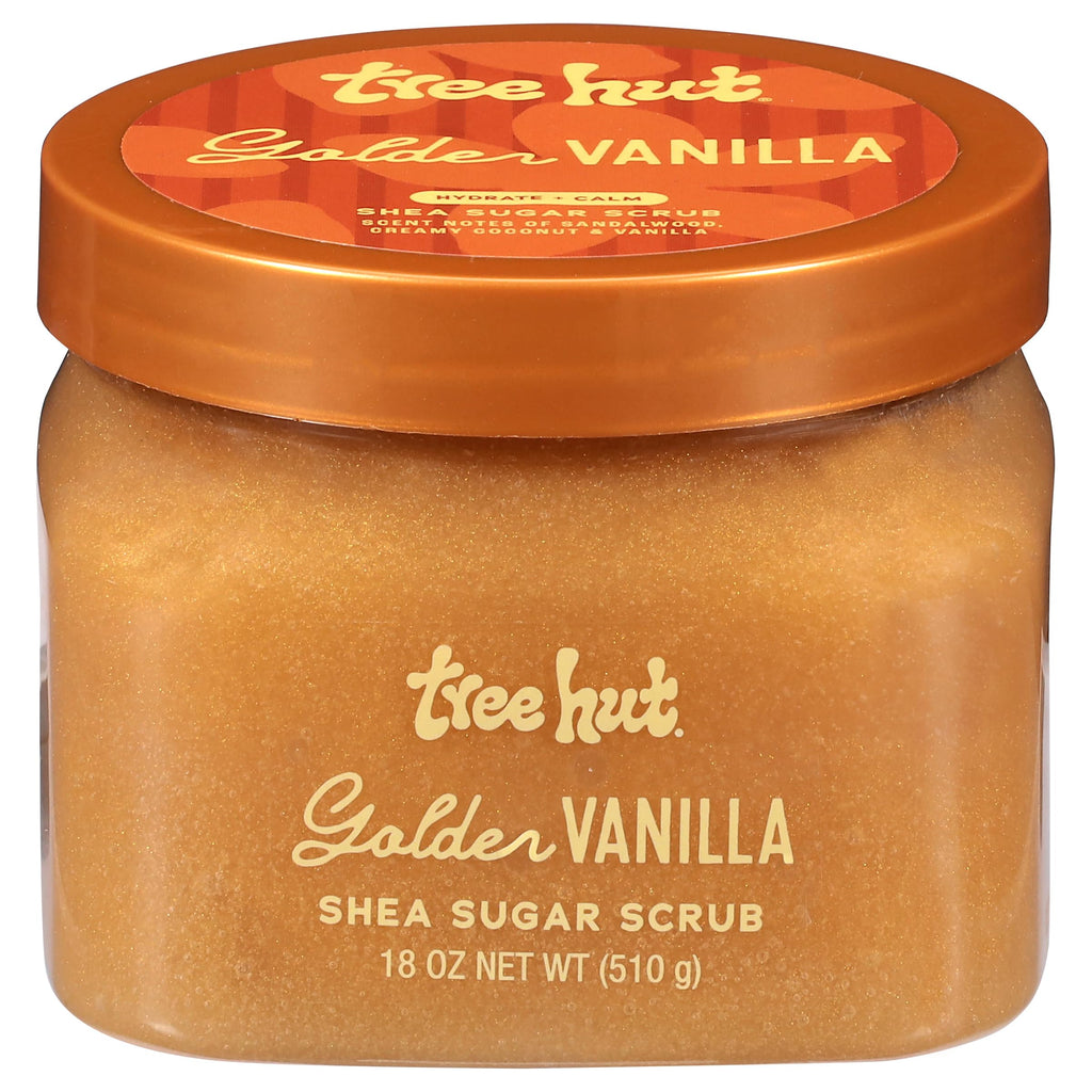 Tree Hut Golden Vanilla Shea Sugar Scrub, Exfoliating, Hydrating & Moisturizing Body Scrub with Shea Butter & Natural Oils