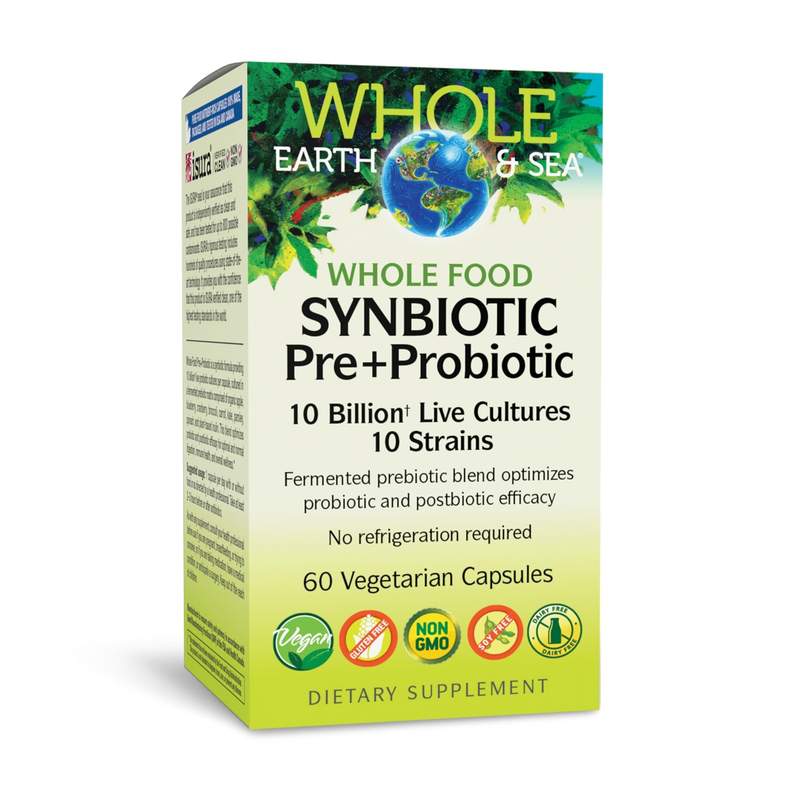 Natural Factors Whole Food Synbiotic Pre+Probiotic 10 Billion - Organic Gut & Digestive Health Supplement - Non-GMO, Gluten-Free & Dairy-Free