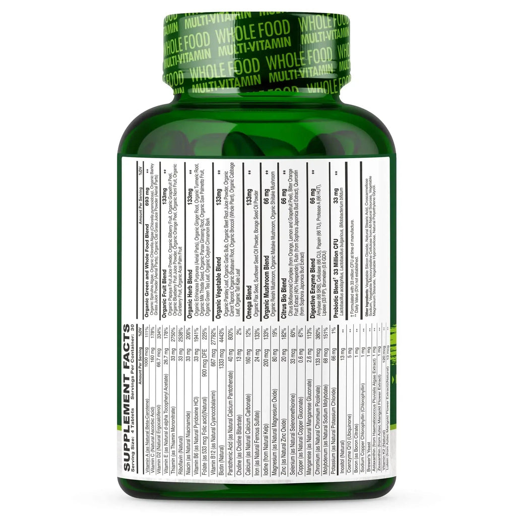 Wholesome Wellness Whole Food Multivitamin for Men - Natural Multi Vitamins, Minerals, Organic Extracts - Vegan Vegetarian - 120 Tablets Wholesome Wellness Au supplements