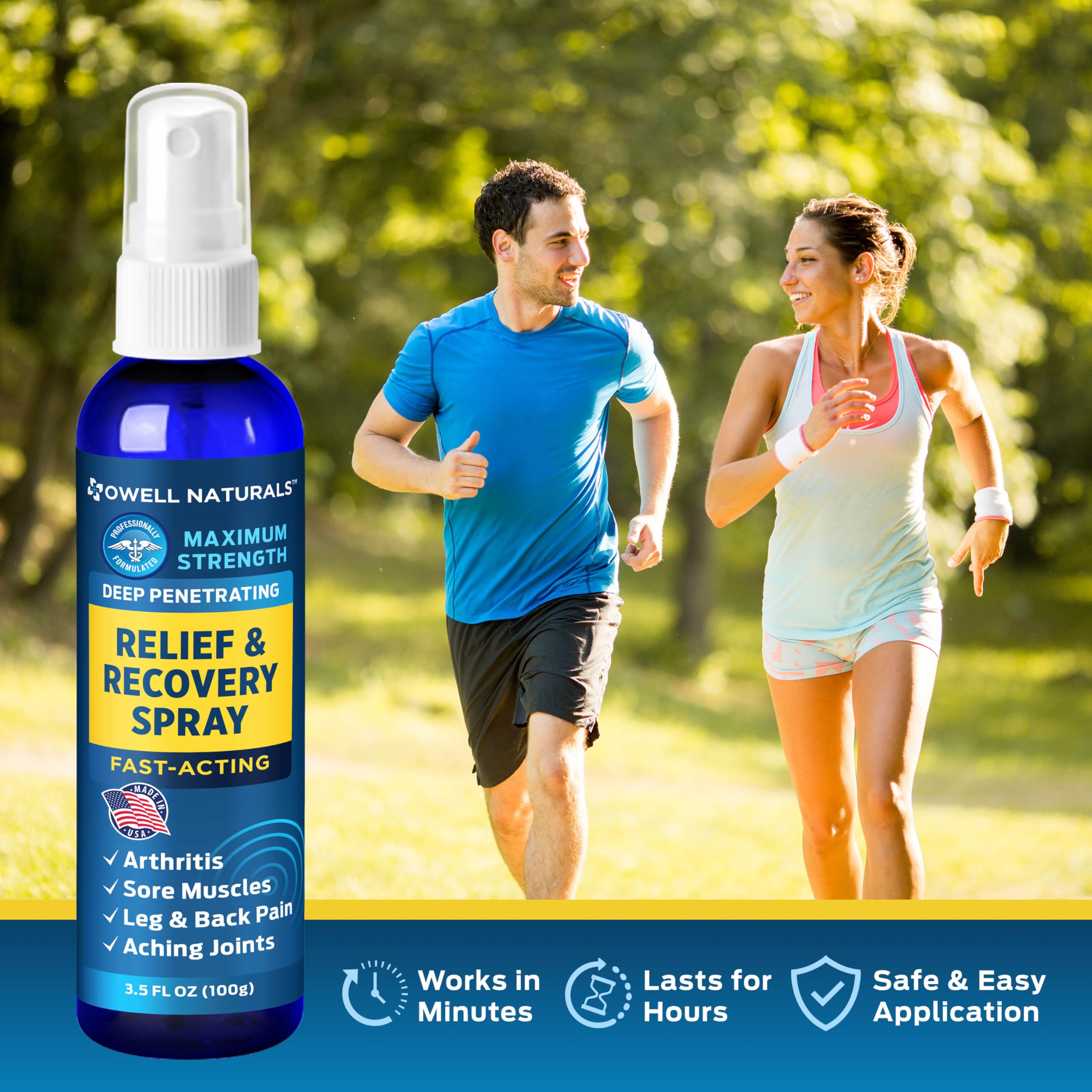 OWELL NATURALS Deep Penetrating Pain Relief Liquid Spray, Fast-Acting, Long Lasting, Natural Relief for Muscle Aches, Joint Pain, Stiffness, Quick Dry Formula, 3.5 oz Owell Naturals Au supplements