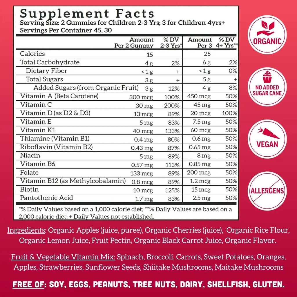 Llama Naturals Kids Multivitamin Gummies | Real Fruit, No Added Sugar Cane | Organic Vegan Toddler Whole Food Vitamins | Llama Naturals Au supplements